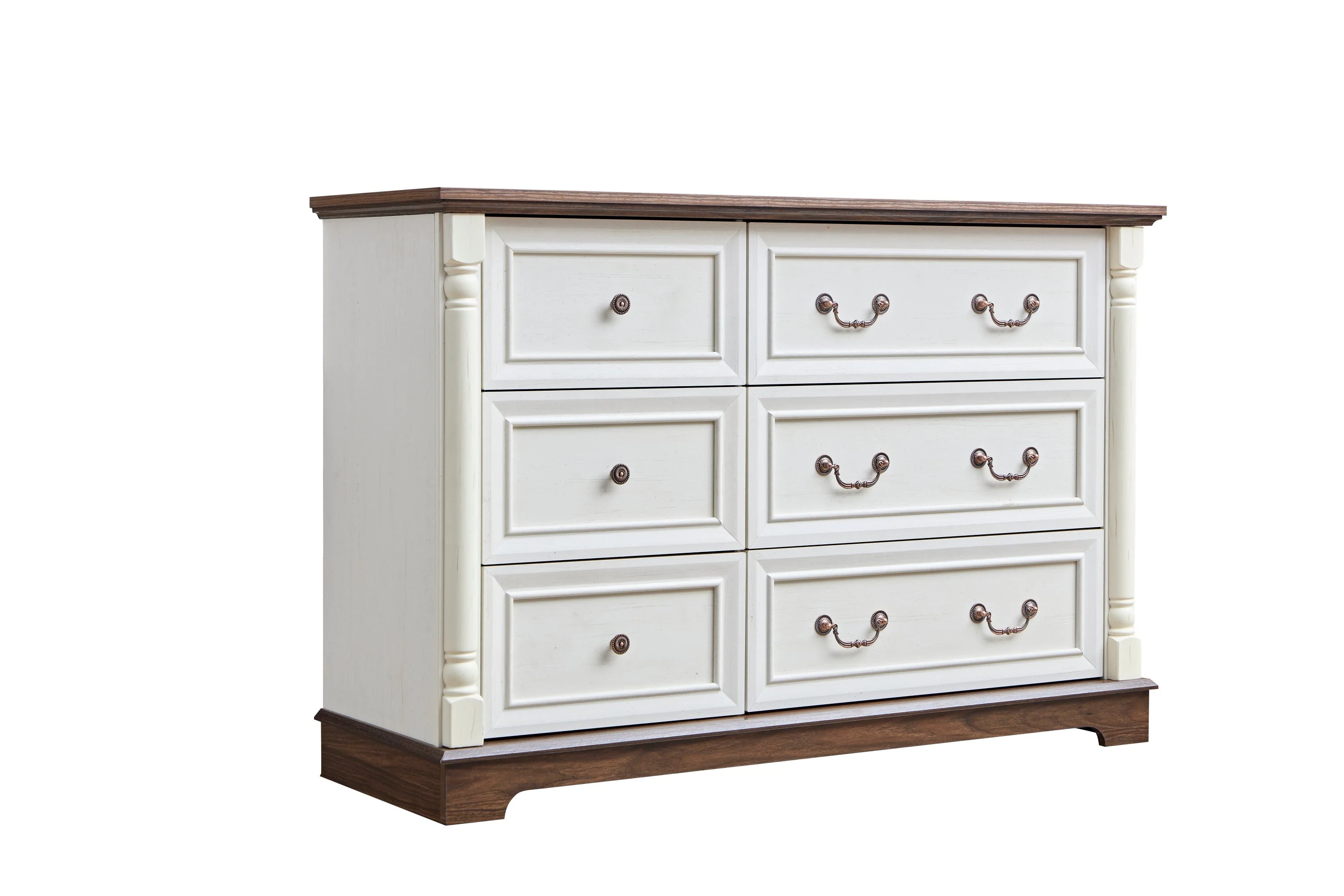 Farmhouse Style 6 Drawer Dresser Chest with Base Wooden Rustic Chest - Image 6