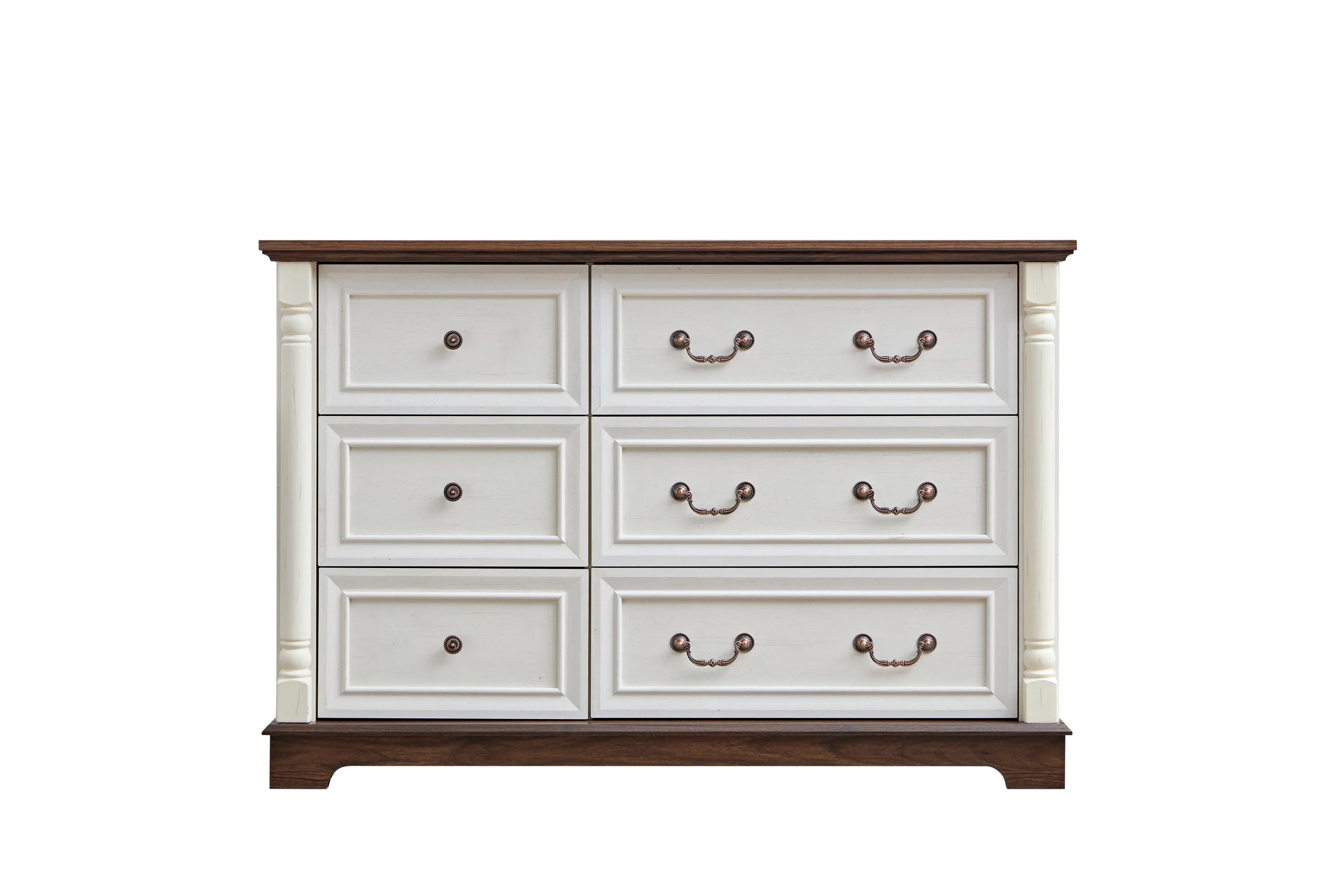 Farmhouse Style 6 Drawer Dresser Chest with Base Wooden Rustic Chest - Image 7