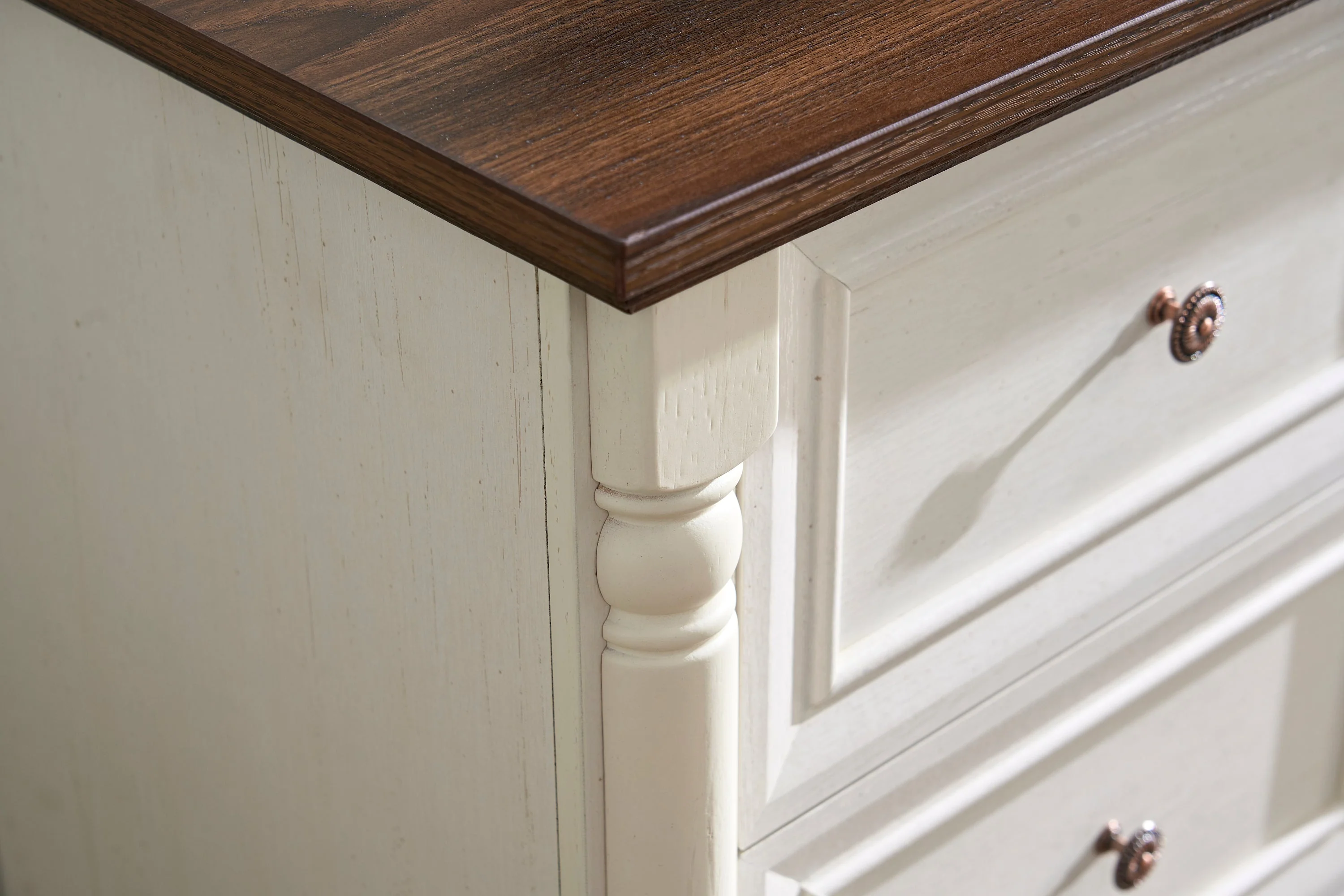 Farmhouse Style 6 Drawer Dresser Chest with Base Wooden Rustic Chest - Image 8