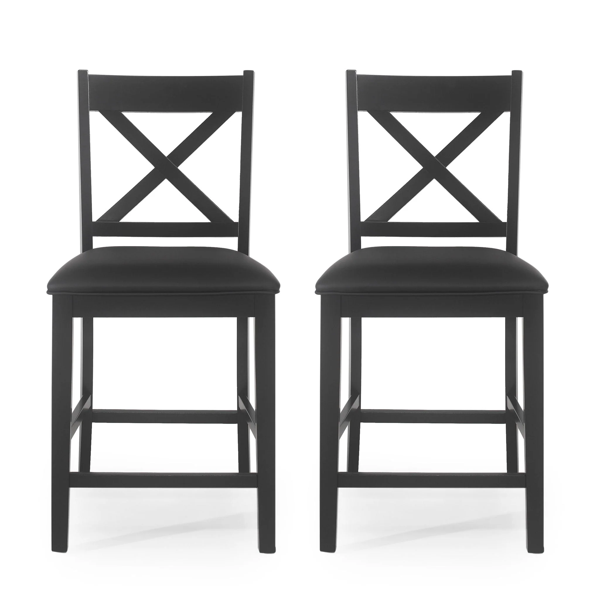 Farmhouse Style Counter Height Chair With Upholstered Seat - Image 2