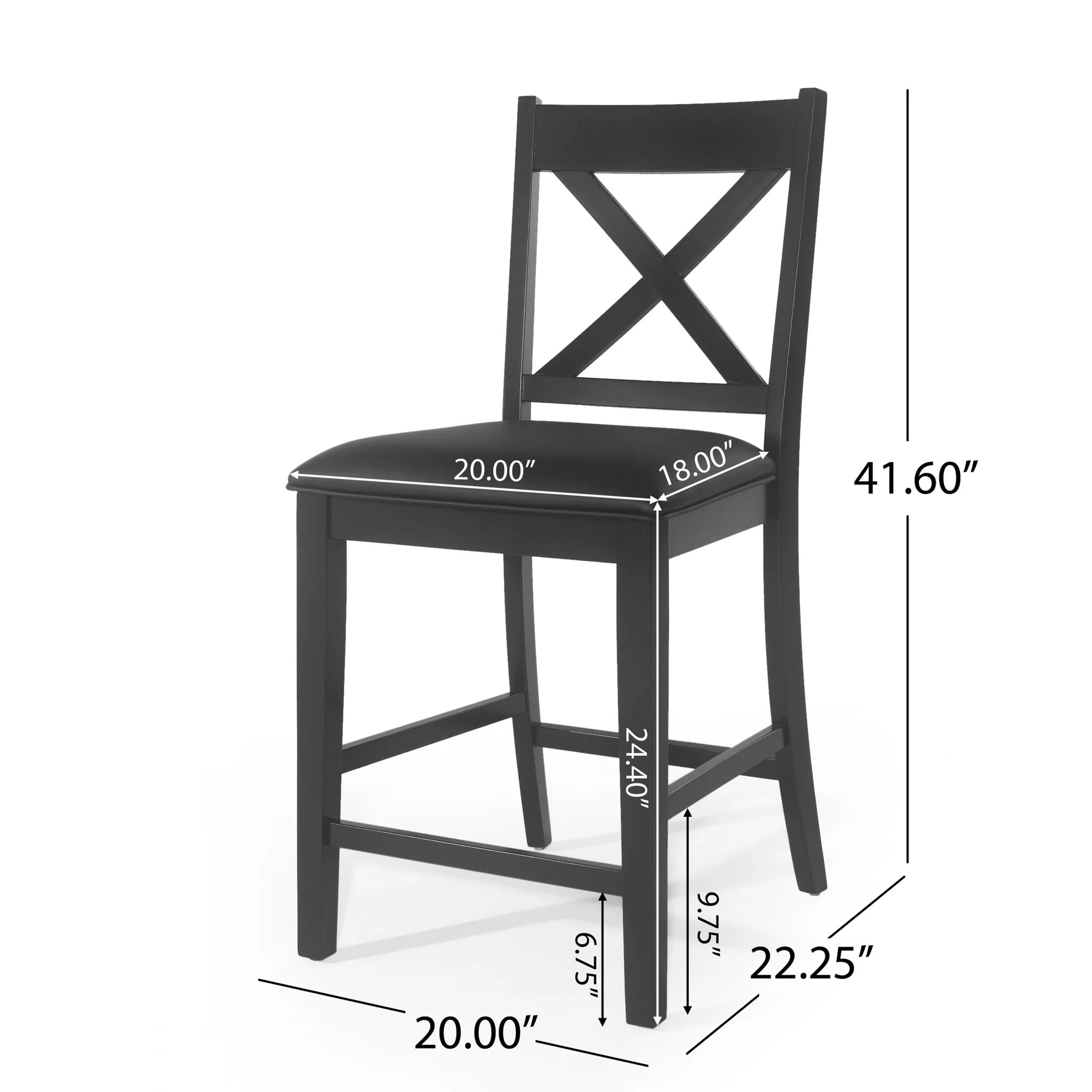 Farmhouse Style Counter Height Chair With Upholstered Seat - Image 3