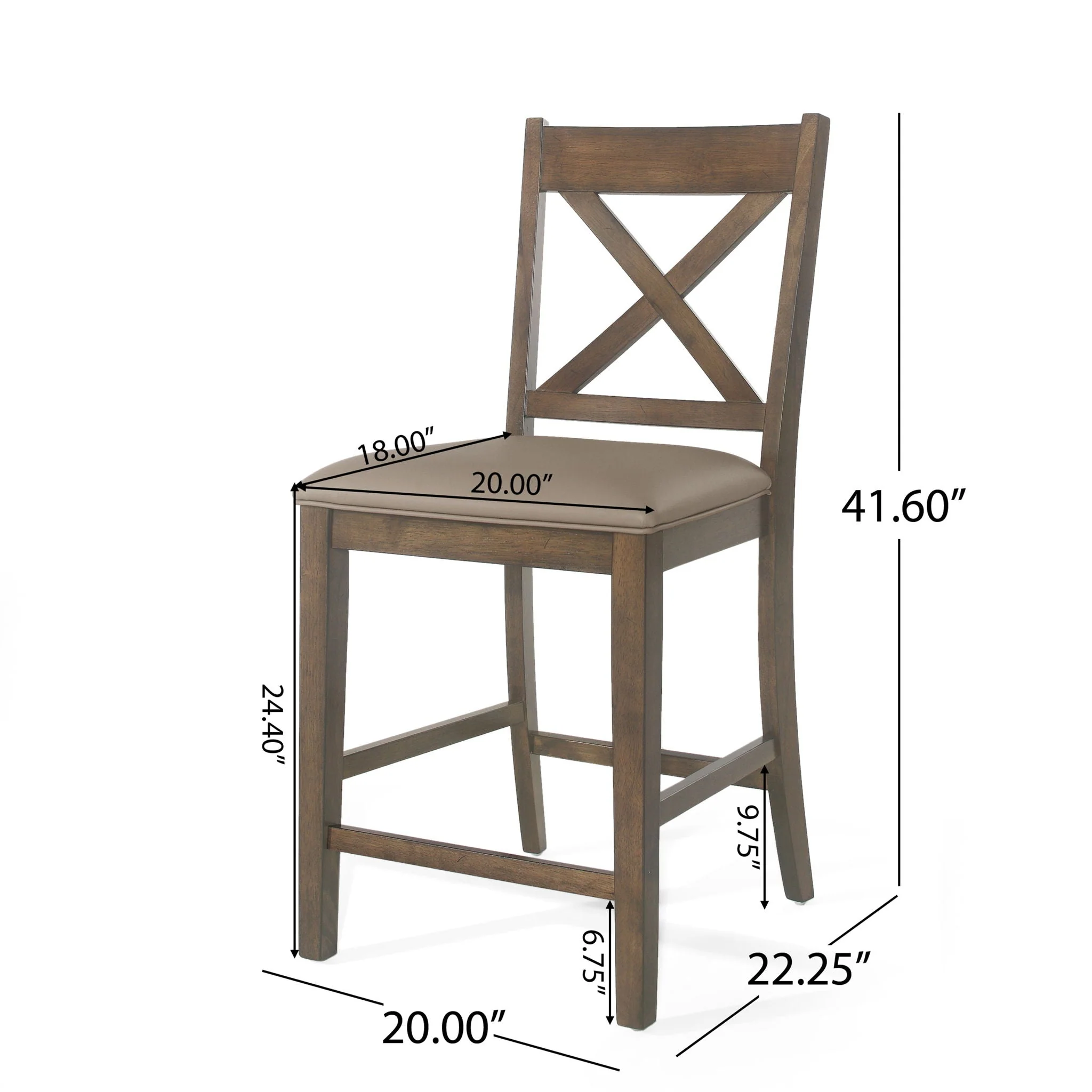 Farmhouse Style Counter Height Chair With Upholstered Seat - Image 6