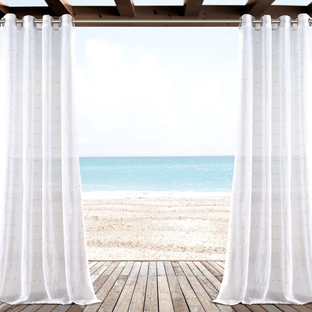 Farmhouse Textured Grommet Sheer Indoor/Outdoor Window Curtain - Image 5