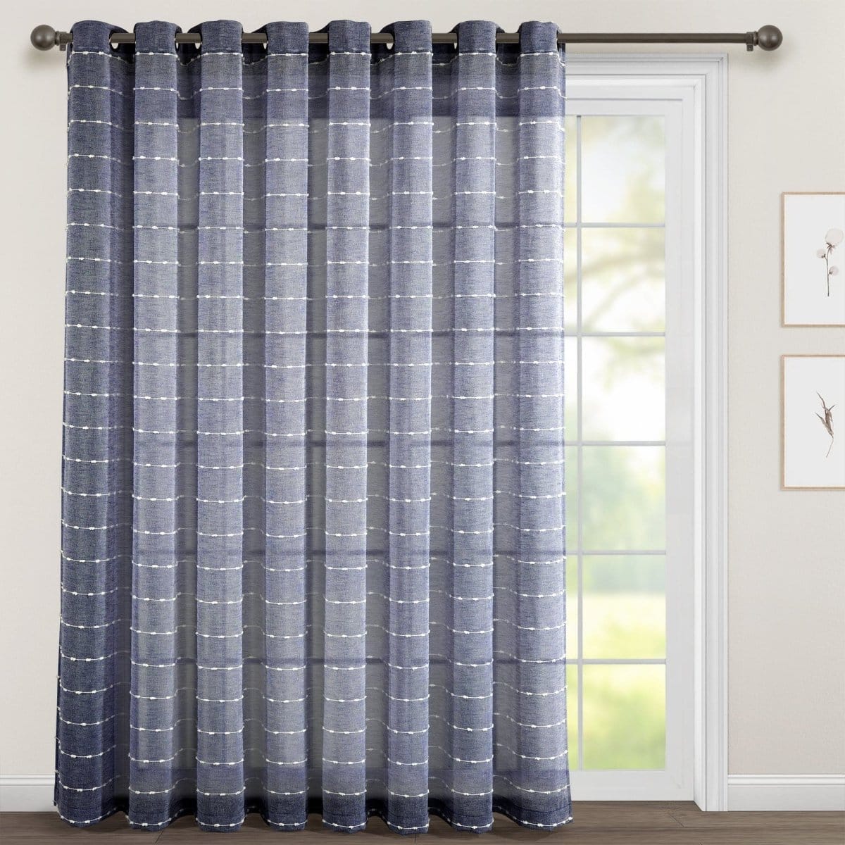 Farmhouse Textured Grommet Sheer Ultra Wide Window Curtain Panel - Image 2