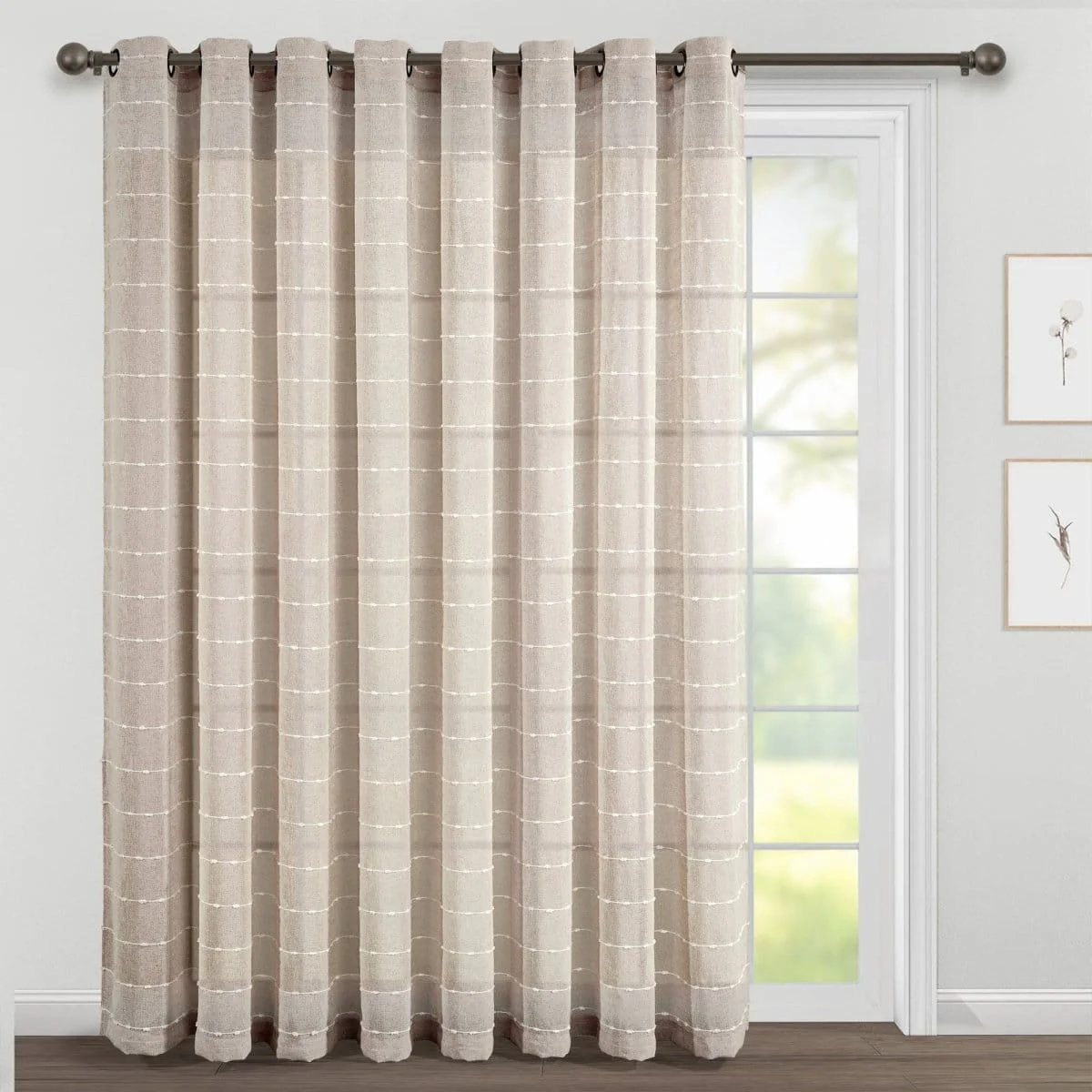 Farmhouse Textured Grommet Sheer Ultra Wide Window Curtain Panel - Image 3
