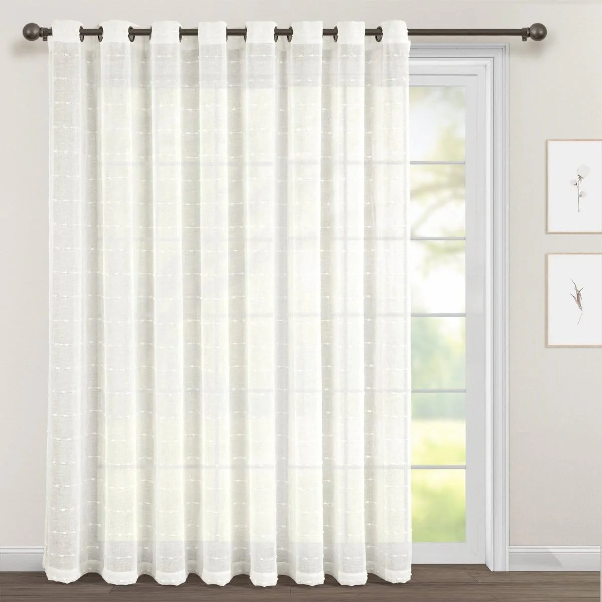 Farmhouse Textured Grommet Sheer Ultra Wide Window Curtain Panel - Image 4