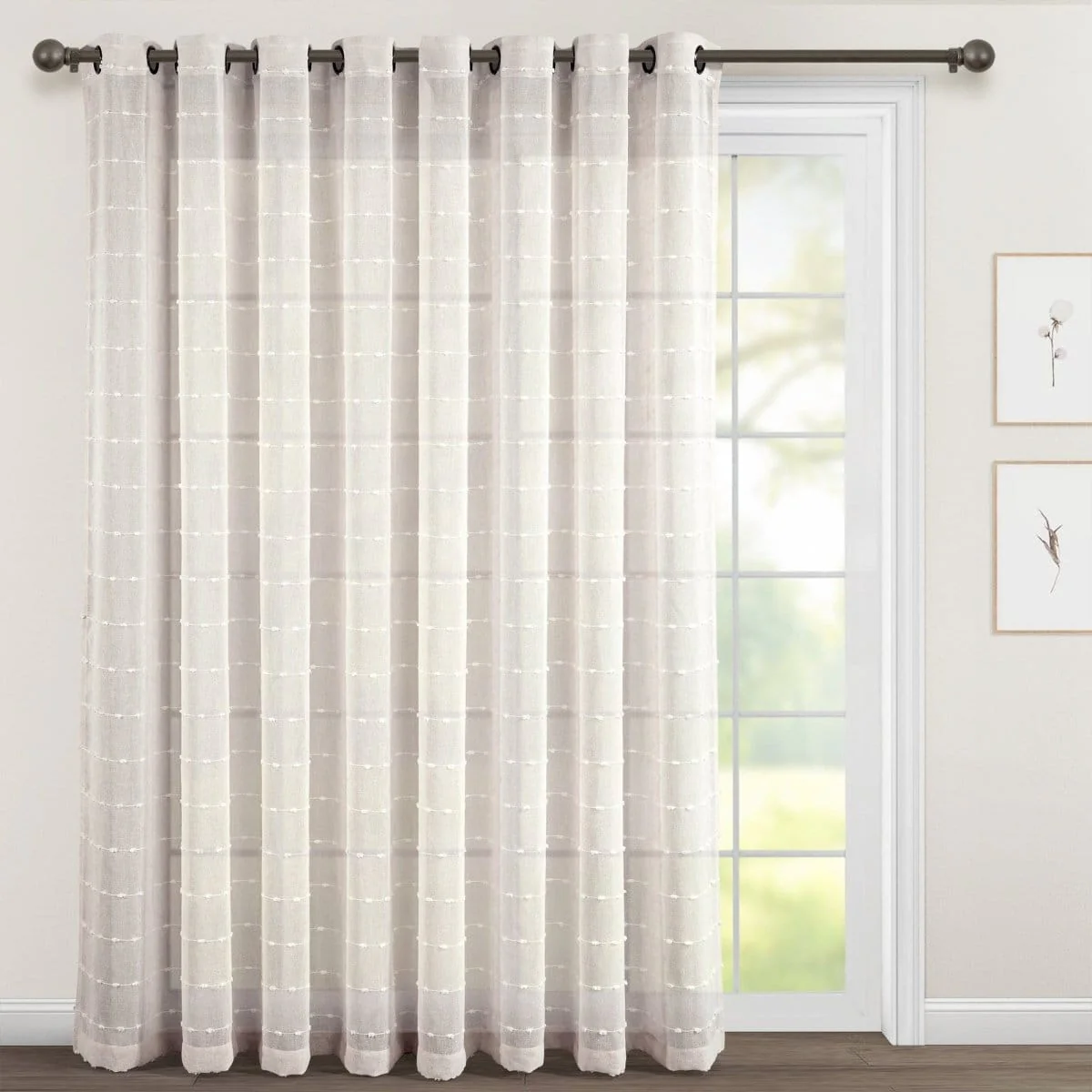 Farmhouse Textured Grommet Sheer Ultra Wide Window Curtain Panel - Image 5