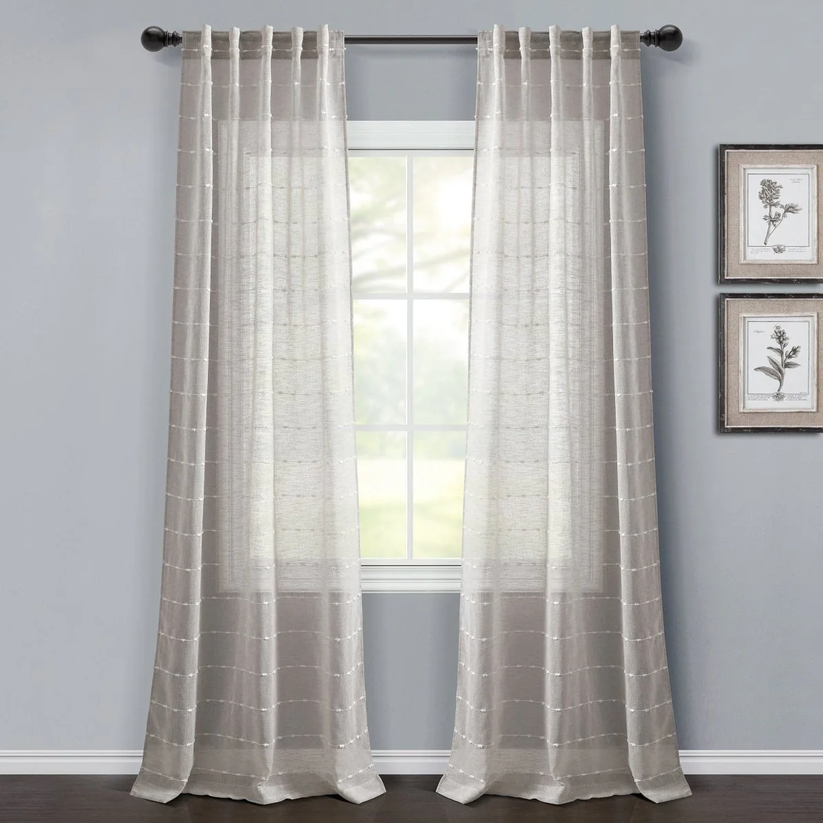 Farmhouse Textured Grommet Sheer Window Curtain Panel Set - Image 11