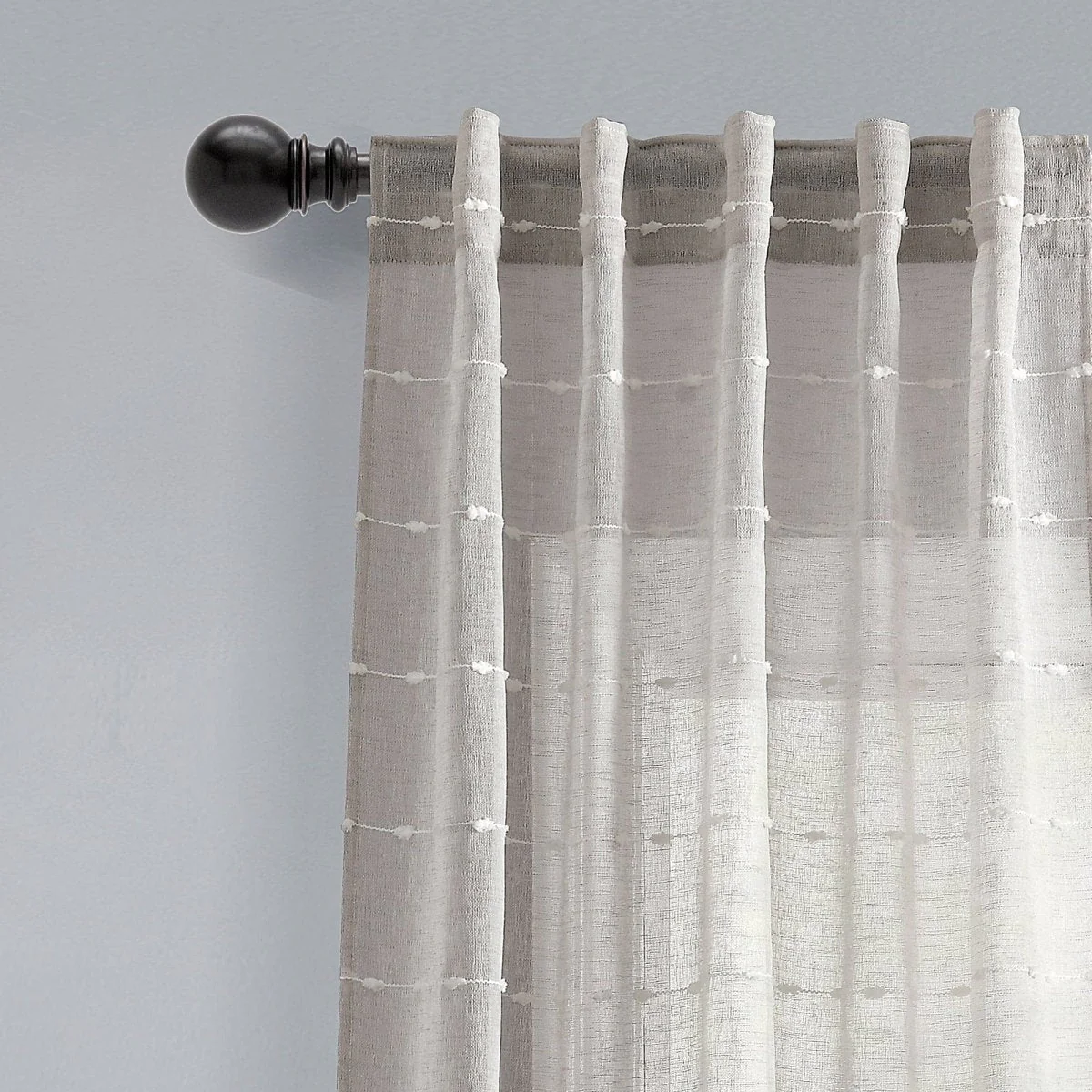 Farmhouse Textured Grommet Sheer Window Curtain Panel Set - Image 12