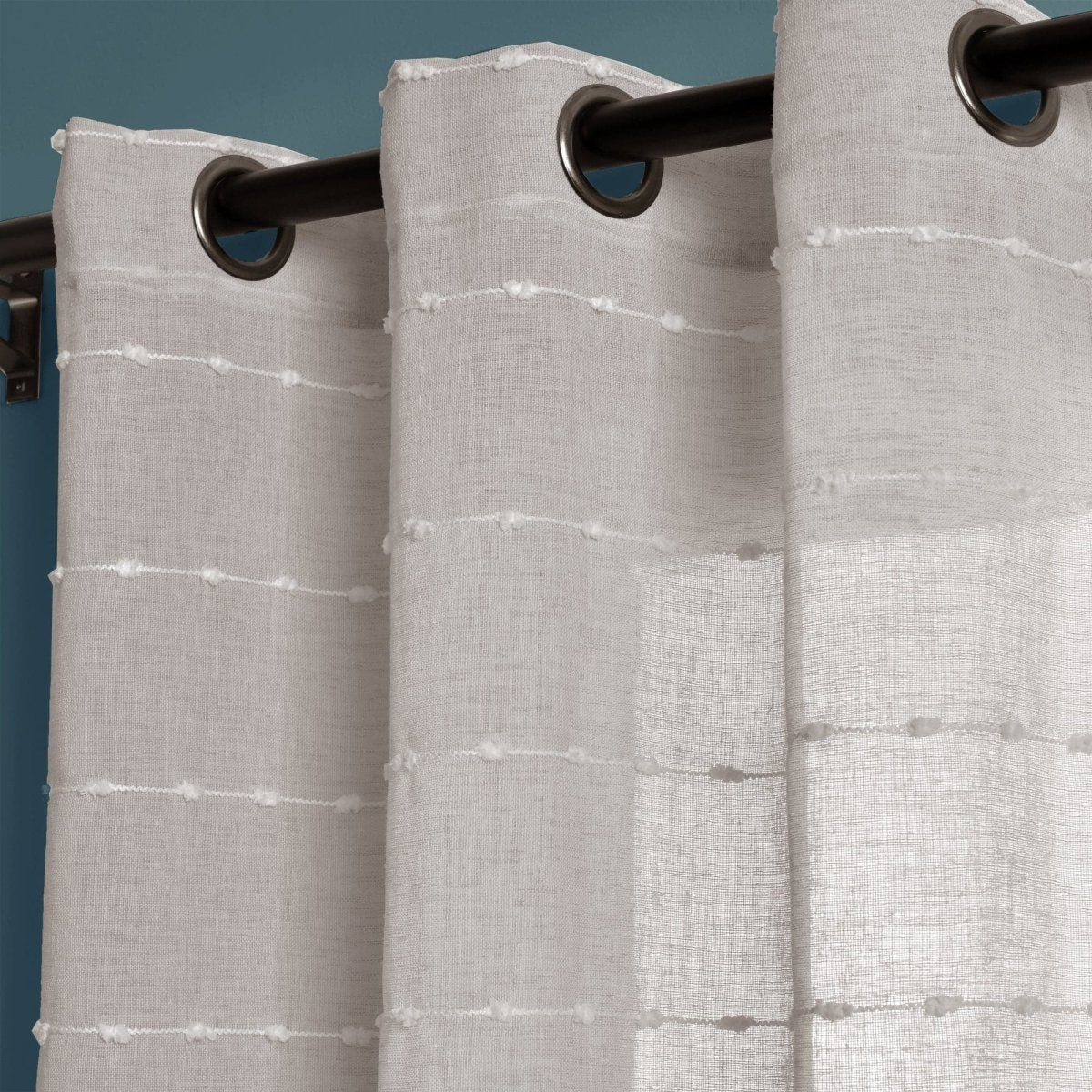 Farmhouse Textured Grommet Sheer Window Curtain Panel Set - Image 13