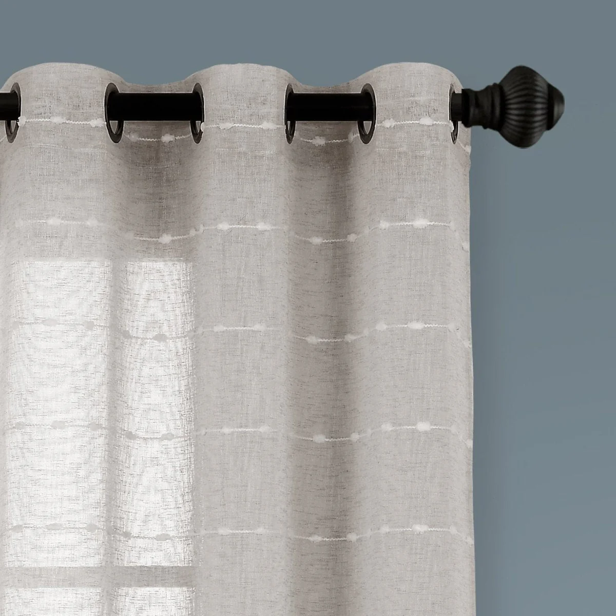 Farmhouse Textured Grommet Sheer Window Curtain Panel Set - Image 14