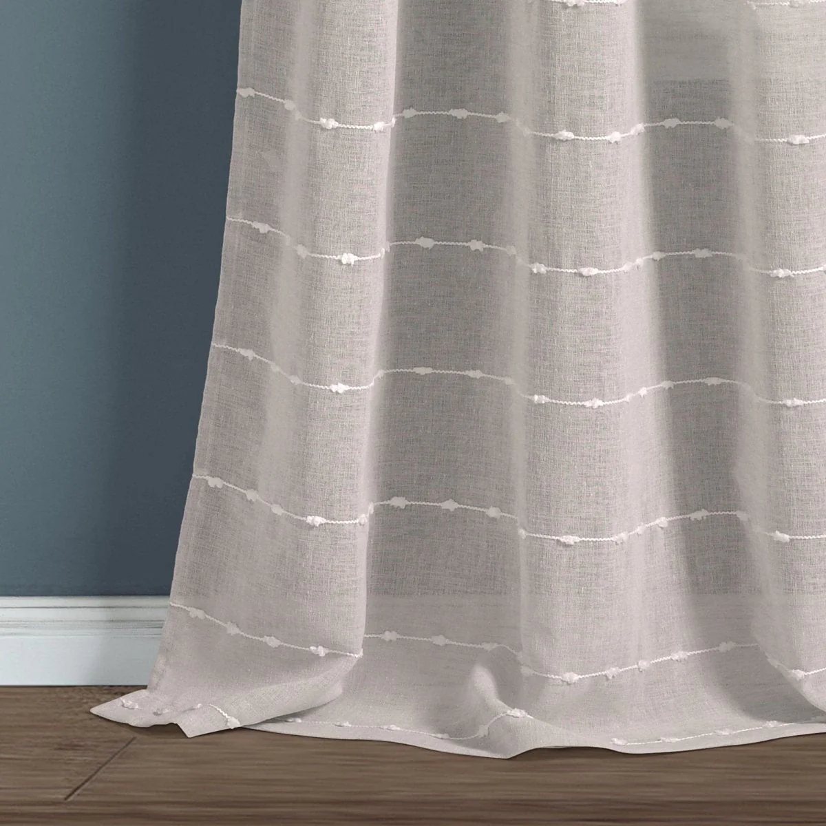 Farmhouse Textured Grommet Sheer Window Curtain Panel Set - Image 15