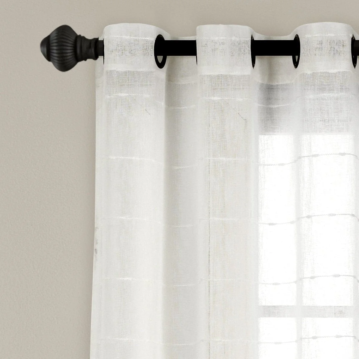 Farmhouse Textured Grommet Sheer Window Curtain Panel Set - Image 22