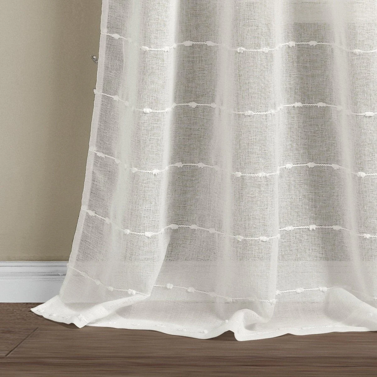 Farmhouse Textured Grommet Sheer Window Curtain Panel Set - Image 24