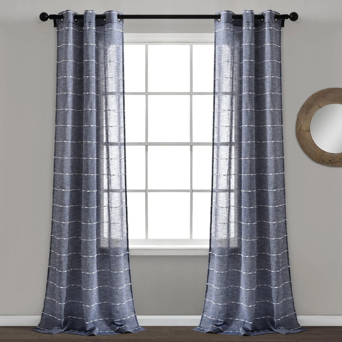 Farmhouse Textured Grommet Sheer Window Curtain Panel Set - Image 27