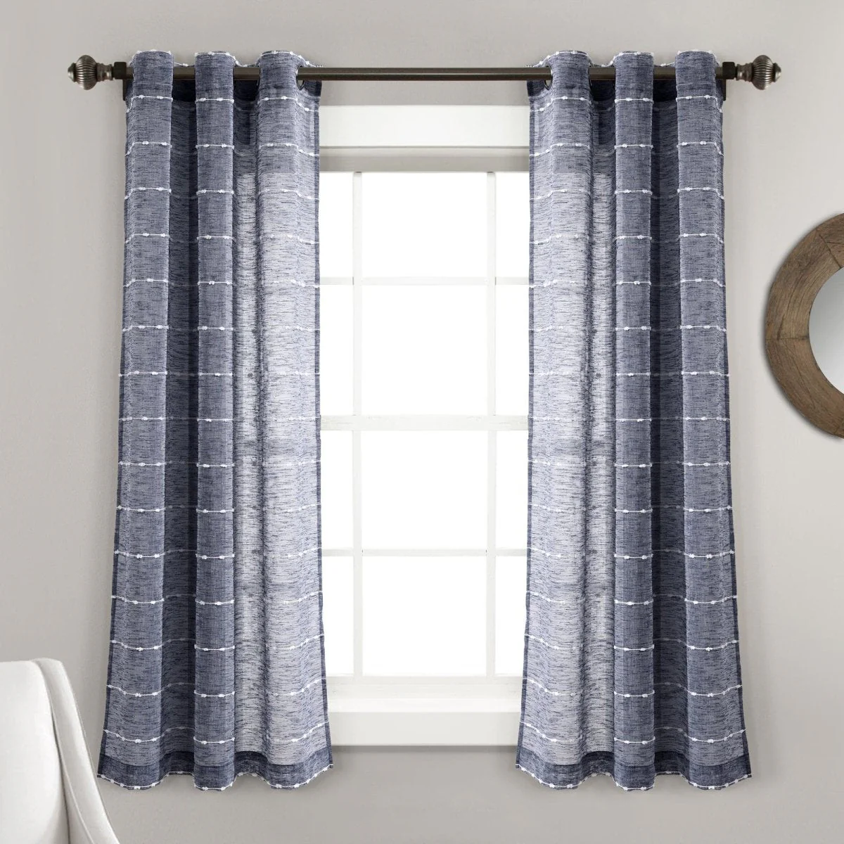 Farmhouse Textured Grommet Sheer Window Curtain Panel Set - Image 28