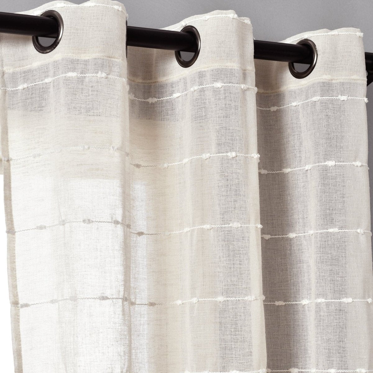 Farmhouse Textured Grommet Sheer Window Curtain Panel Set - Image 3