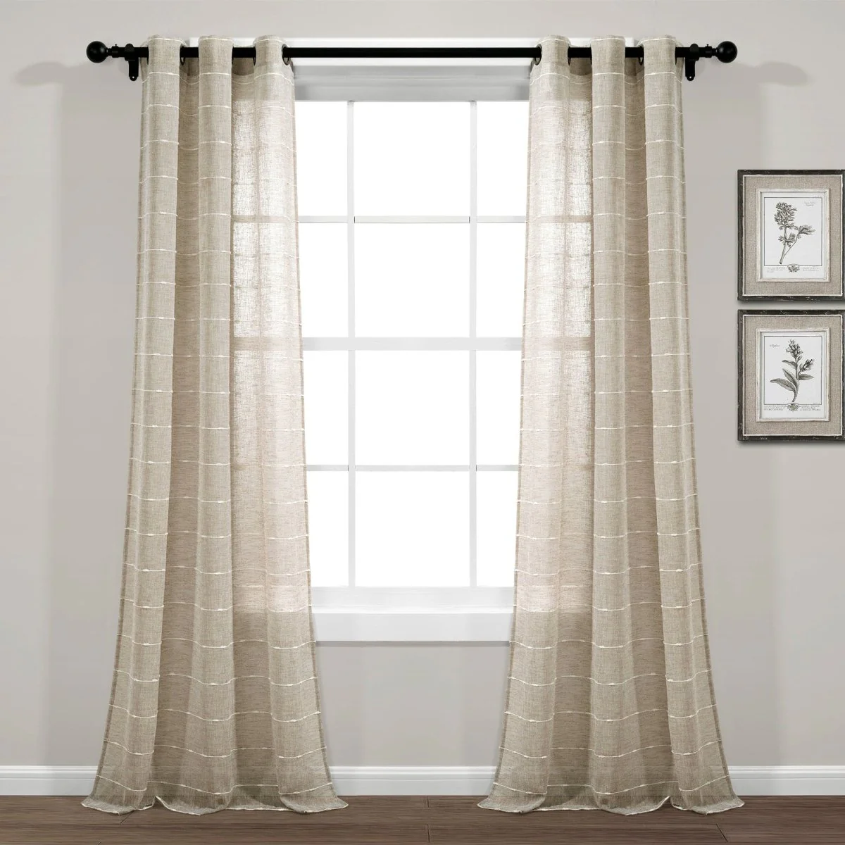Farmhouse Textured Grommet Sheer Window Curtain Panel Set - Image 33