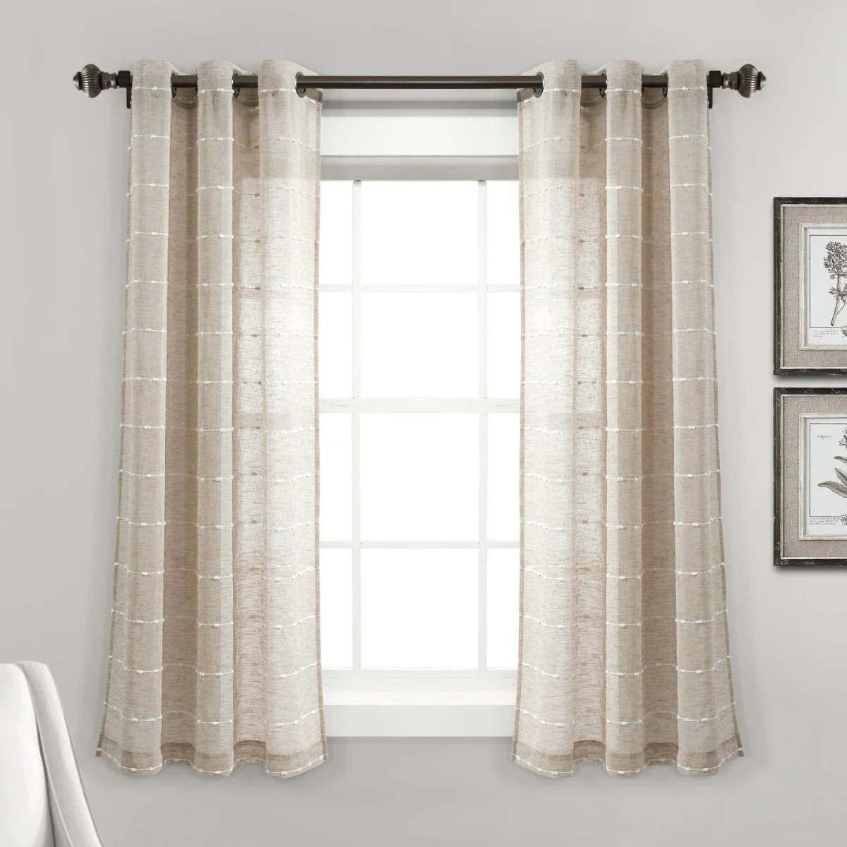 Farmhouse Textured Grommet Sheer Window Curtain Panel Set - Image 34