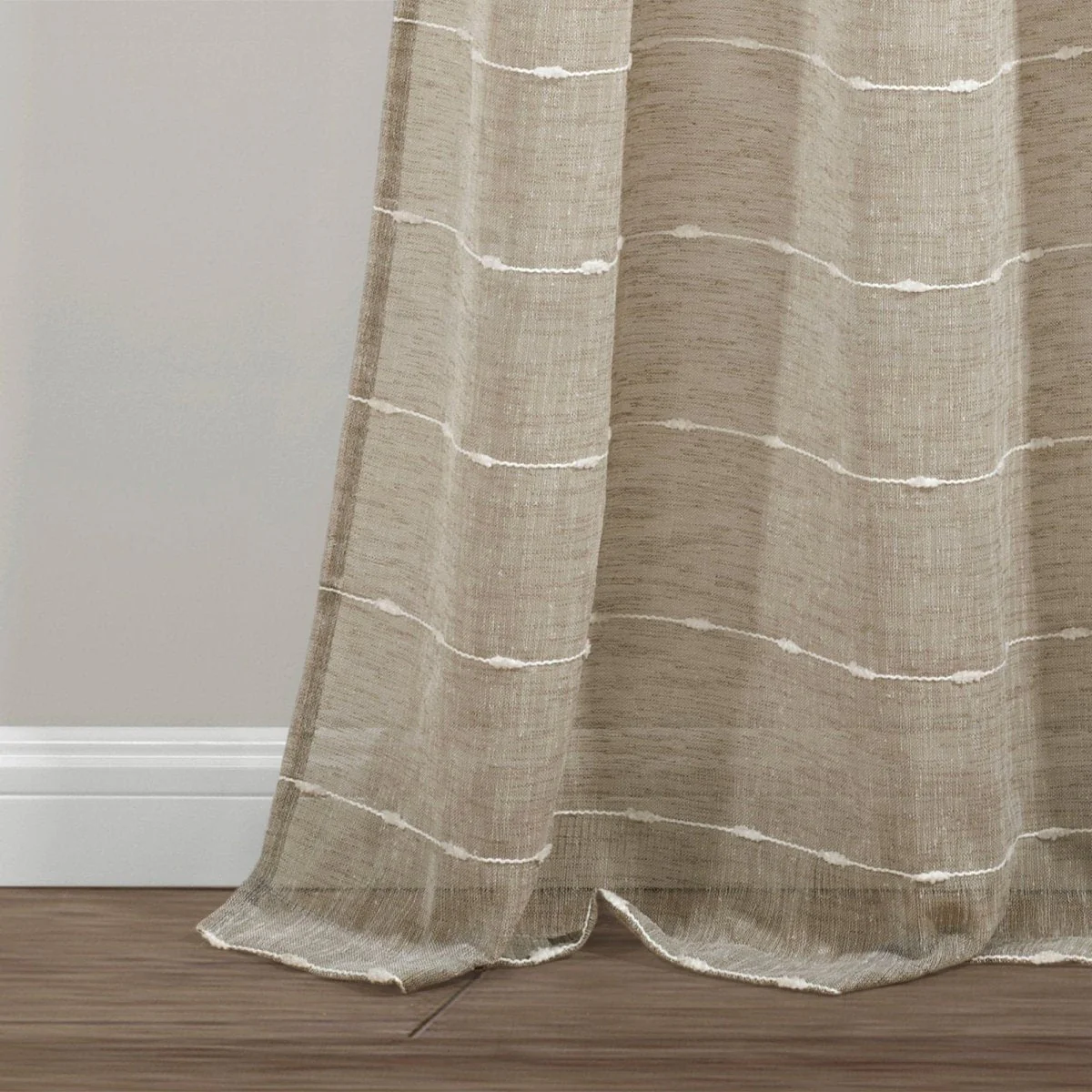 Farmhouse Textured Grommet Sheer Window Curtain Panel Set - Image 37