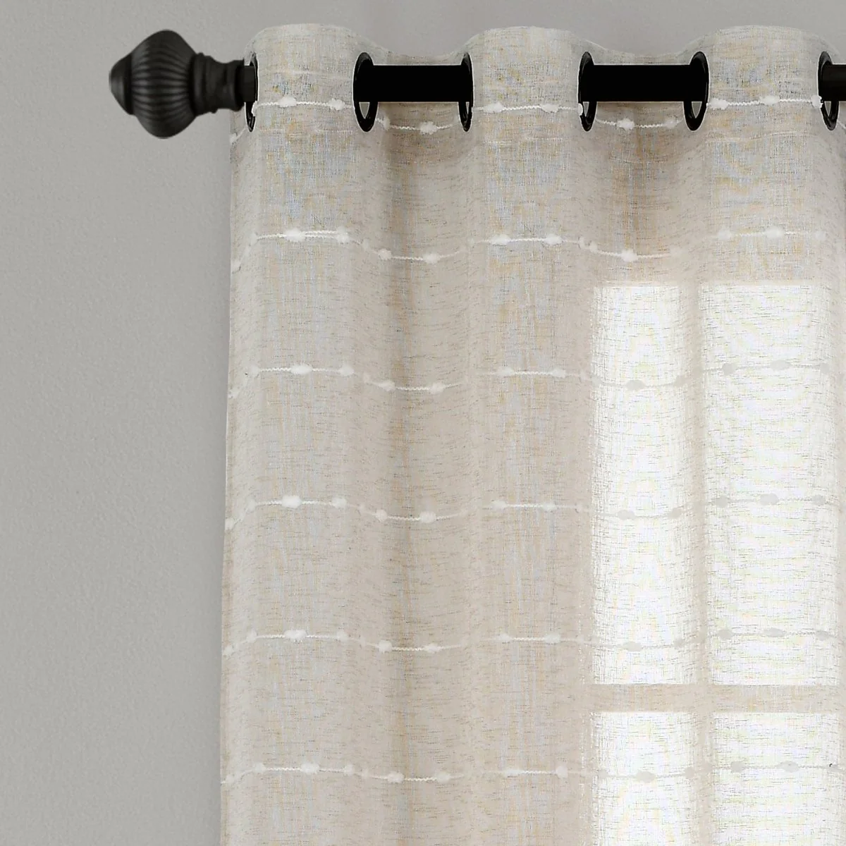 Farmhouse Textured Grommet Sheer Window Curtain Panel Set - Image 4