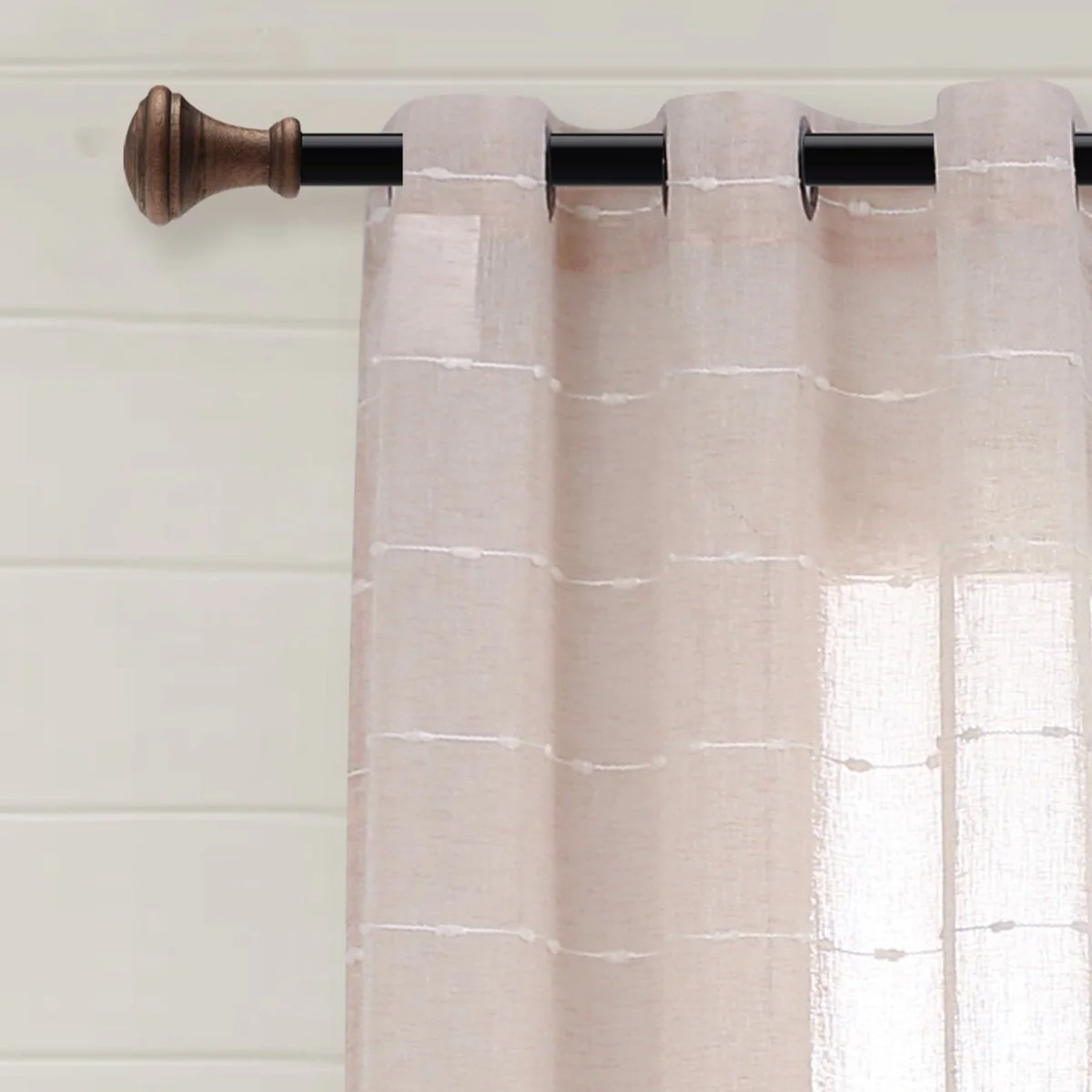 Farmhouse Textured Grommet Sheer Window Curtain Panel Set - Image 40