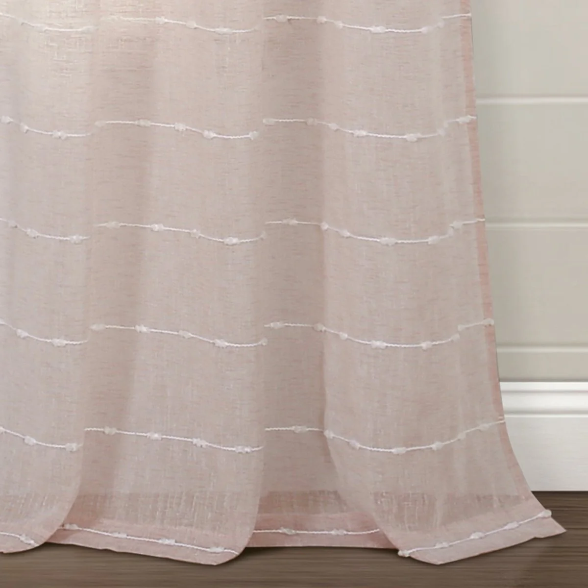 Farmhouse Textured Grommet Sheer Window Curtain Panel Set - Image 42