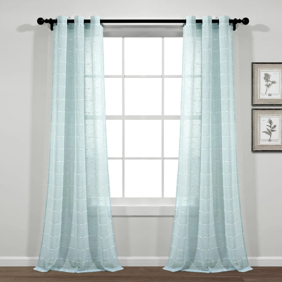 Farmhouse Textured Grommet Sheer Window Curtain Panel Set - Image 45