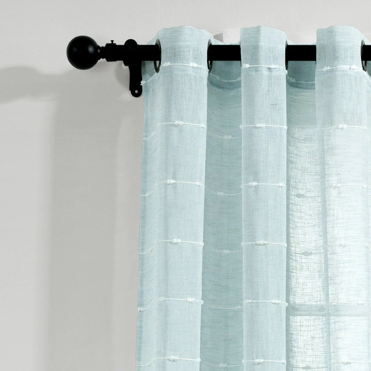 Farmhouse Textured Grommet Sheer Window Curtain Panel Set - Image 46