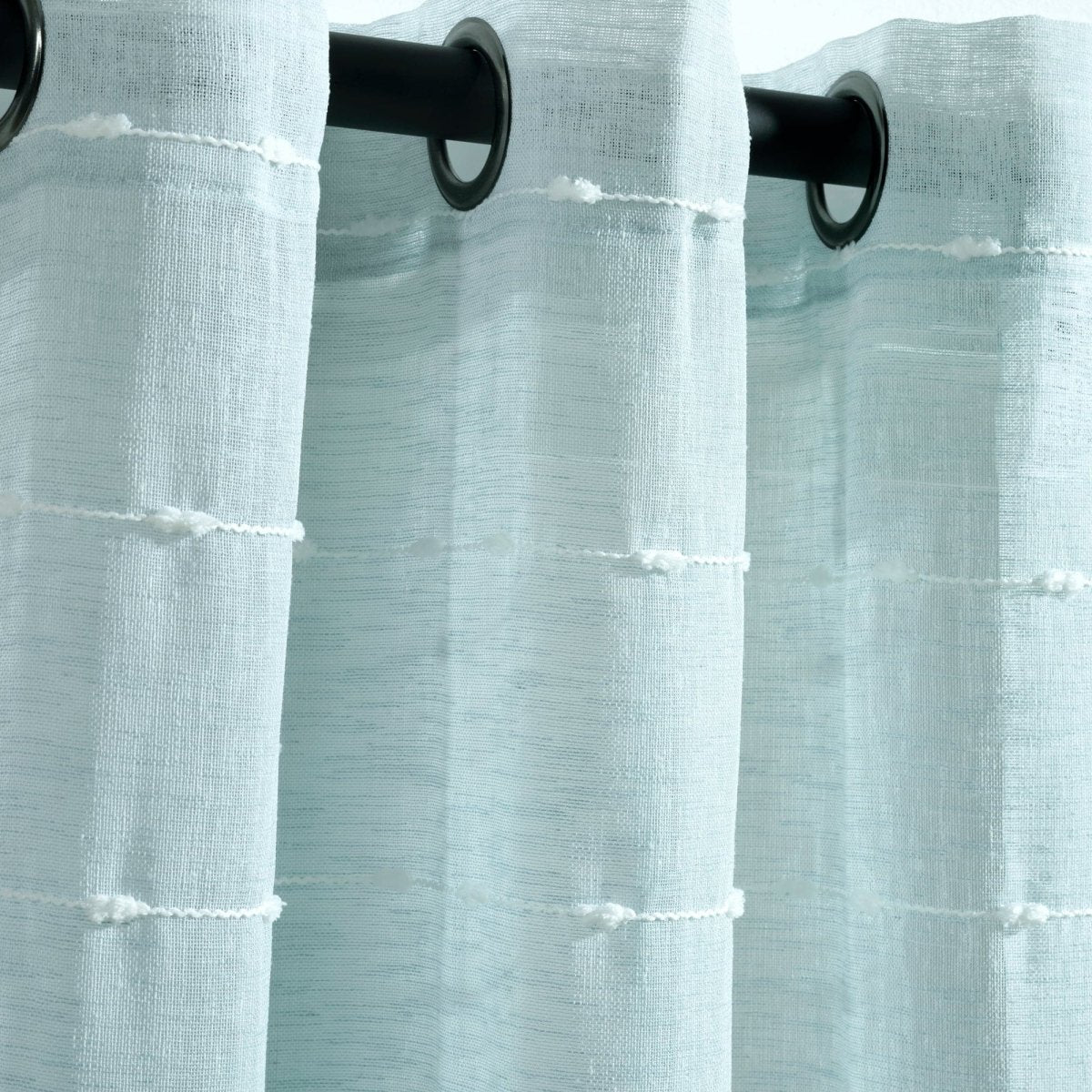 Farmhouse Textured Grommet Sheer Window Curtain Panel Set - Image 48