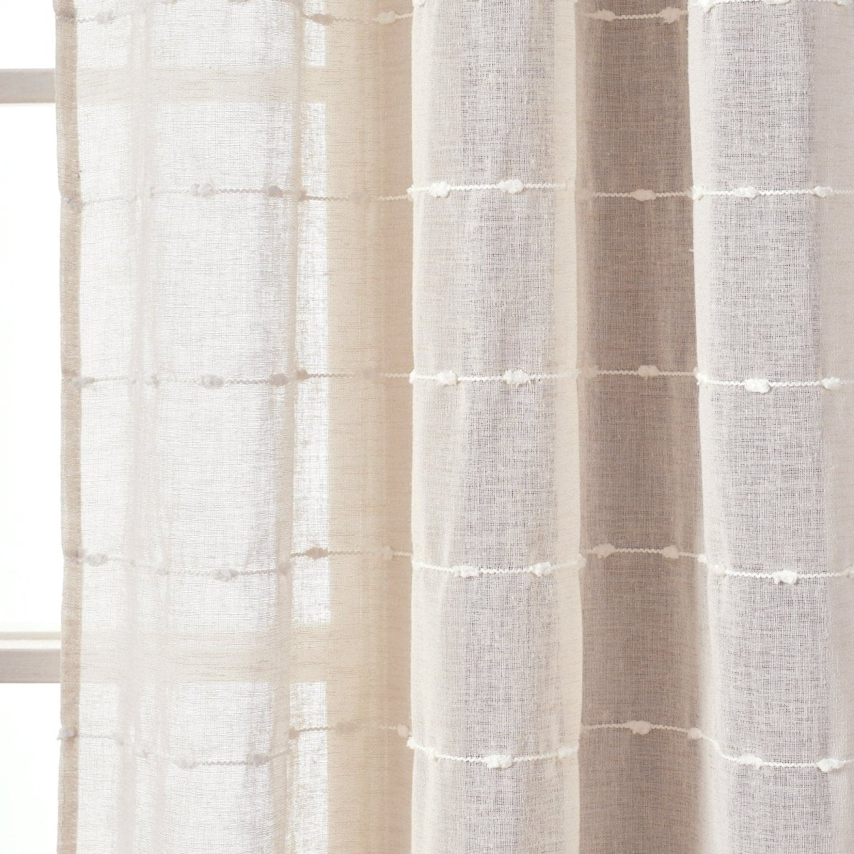 Farmhouse Textured Grommet Sheer Window Curtain Panel Set - Image 5