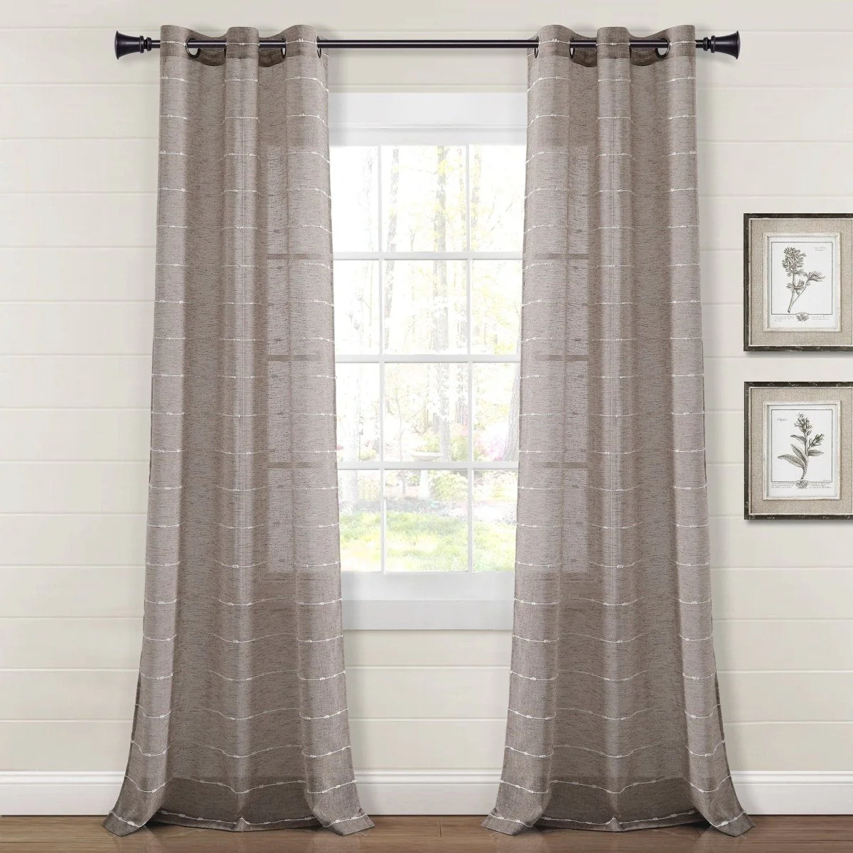 Farmhouse Textured Grommet Sheer Window Curtain Panel Set - Image 52