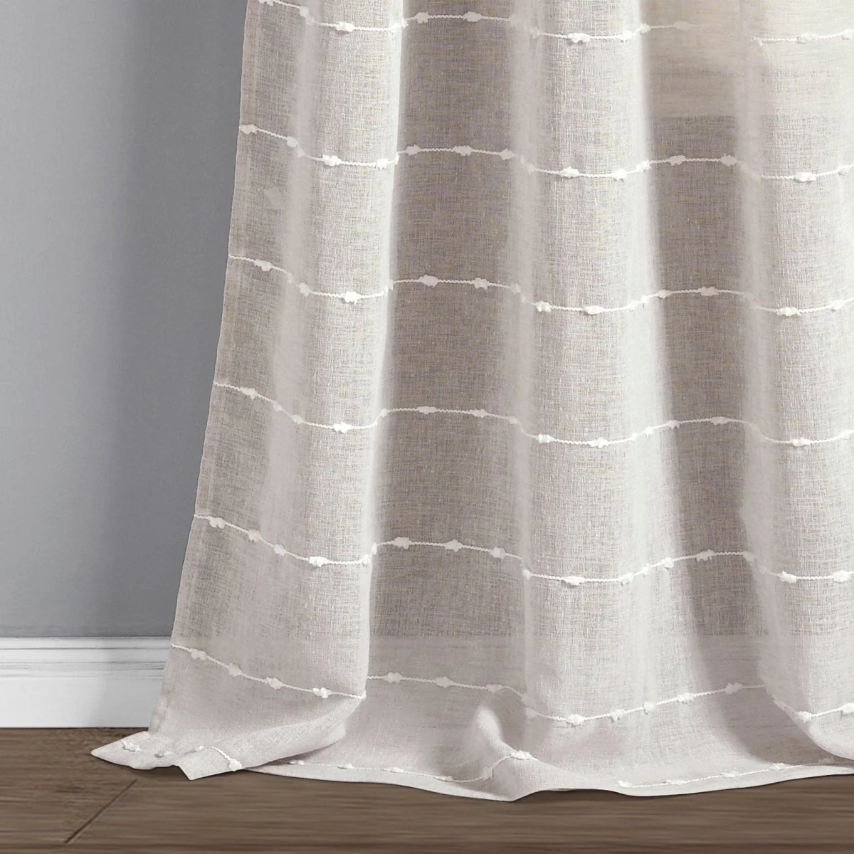 Farmhouse Textured Grommet Sheer Window Curtain Panel Set - Image 6