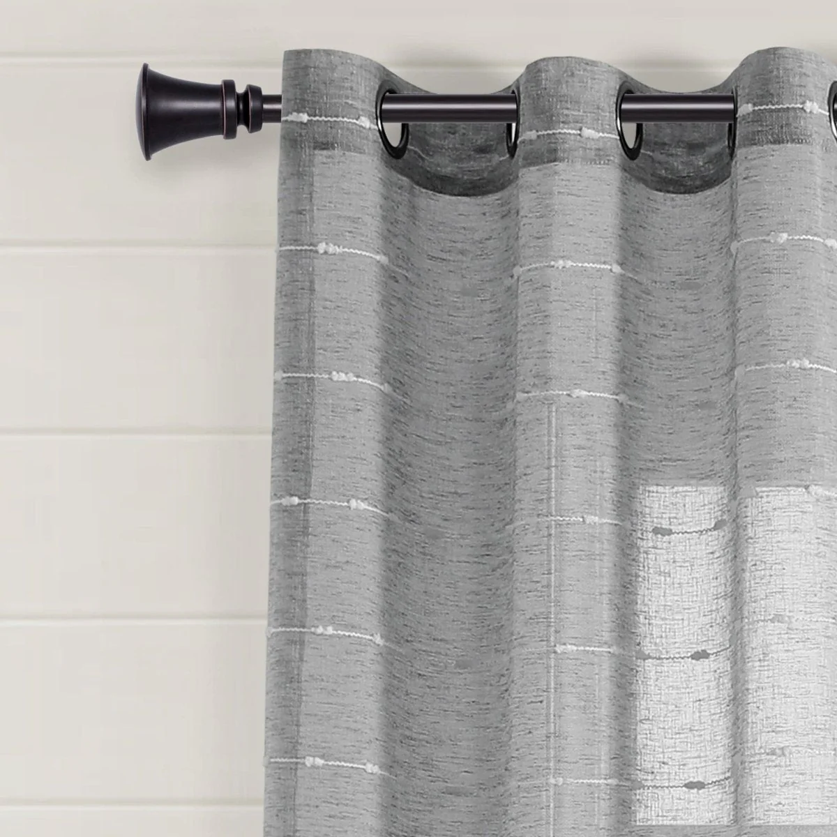 Farmhouse Textured Grommet Sheer Window Curtain Panel Set - Image 60
