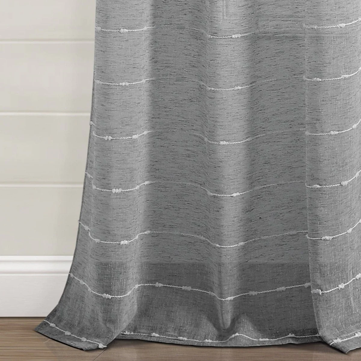 Farmhouse Textured Grommet Sheer Window Curtain Panel Set - Image 62