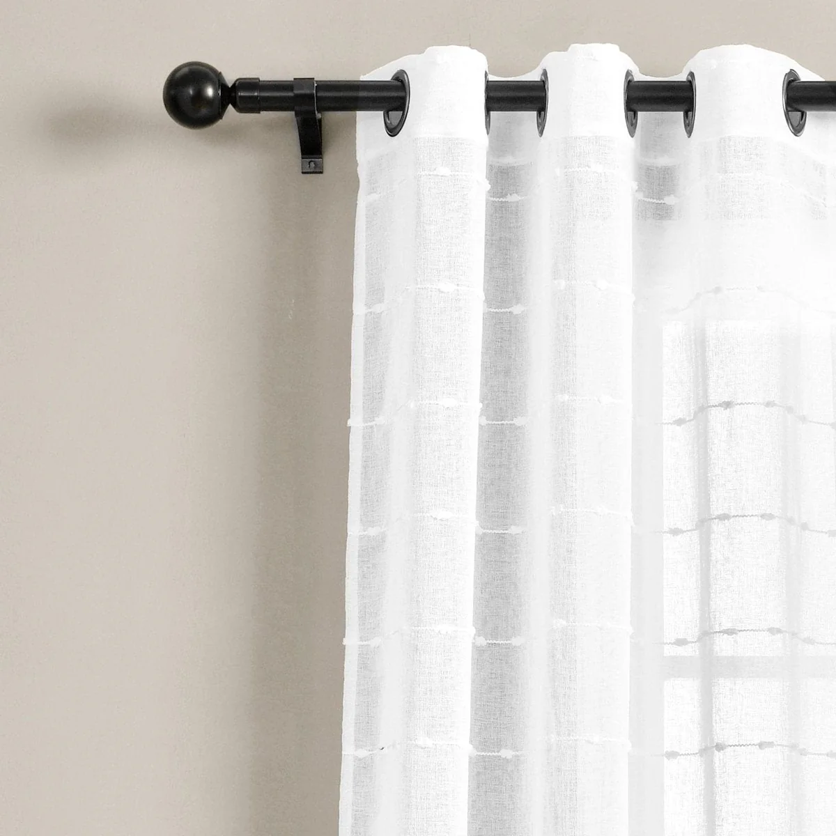 Farmhouse Textured Grommet Sheer Window Curtain Panel Set - Image 66
