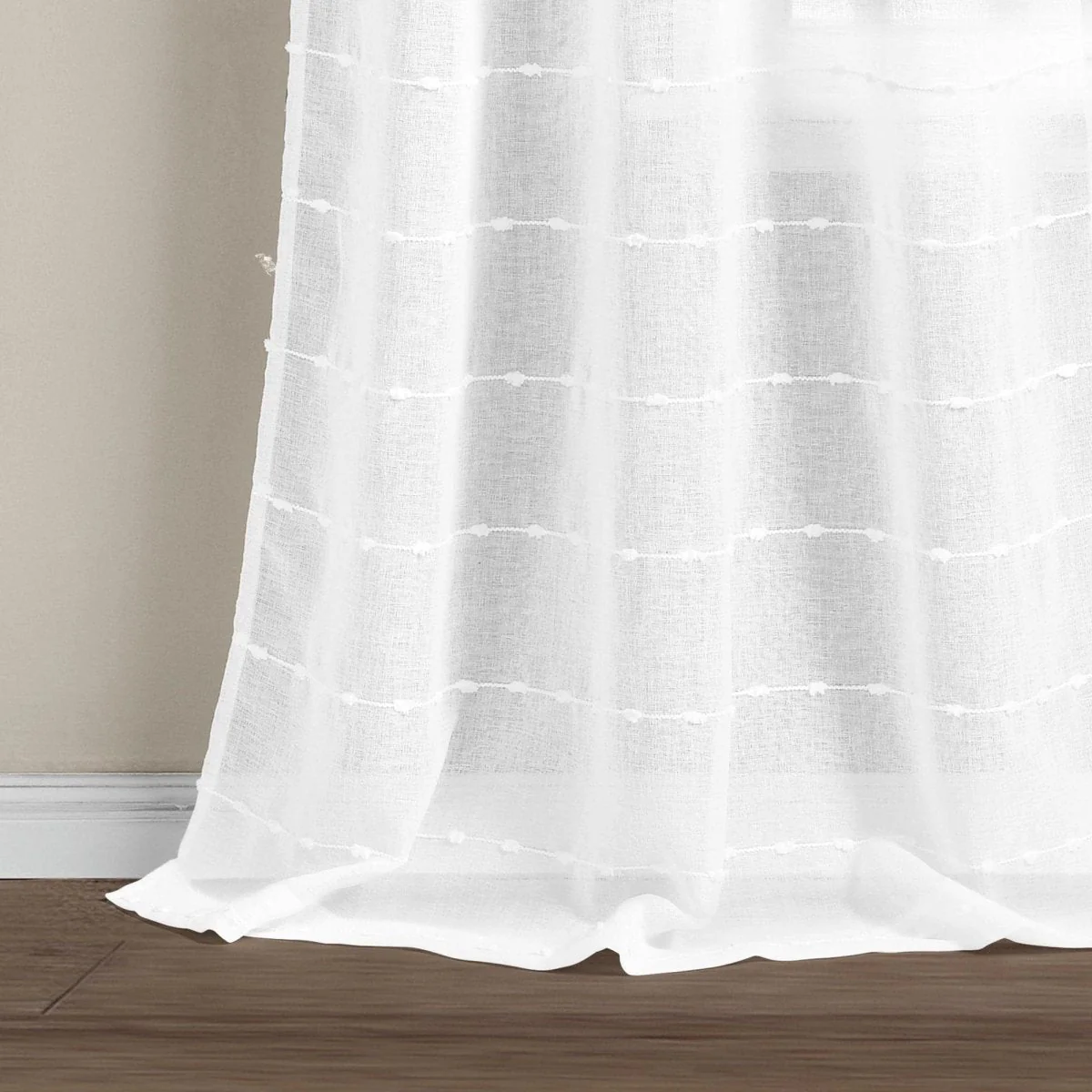 Farmhouse Textured Grommet Sheer Window Curtain Panel Set - Image 68