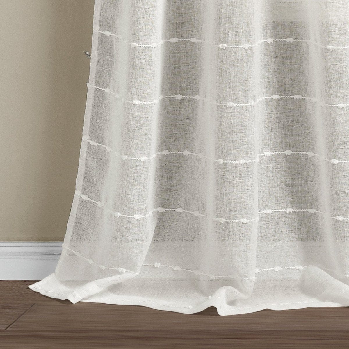 Farmhouse Textured Sheer Back Tab Rod Pocket Window Curtain Panel Set - Image 13