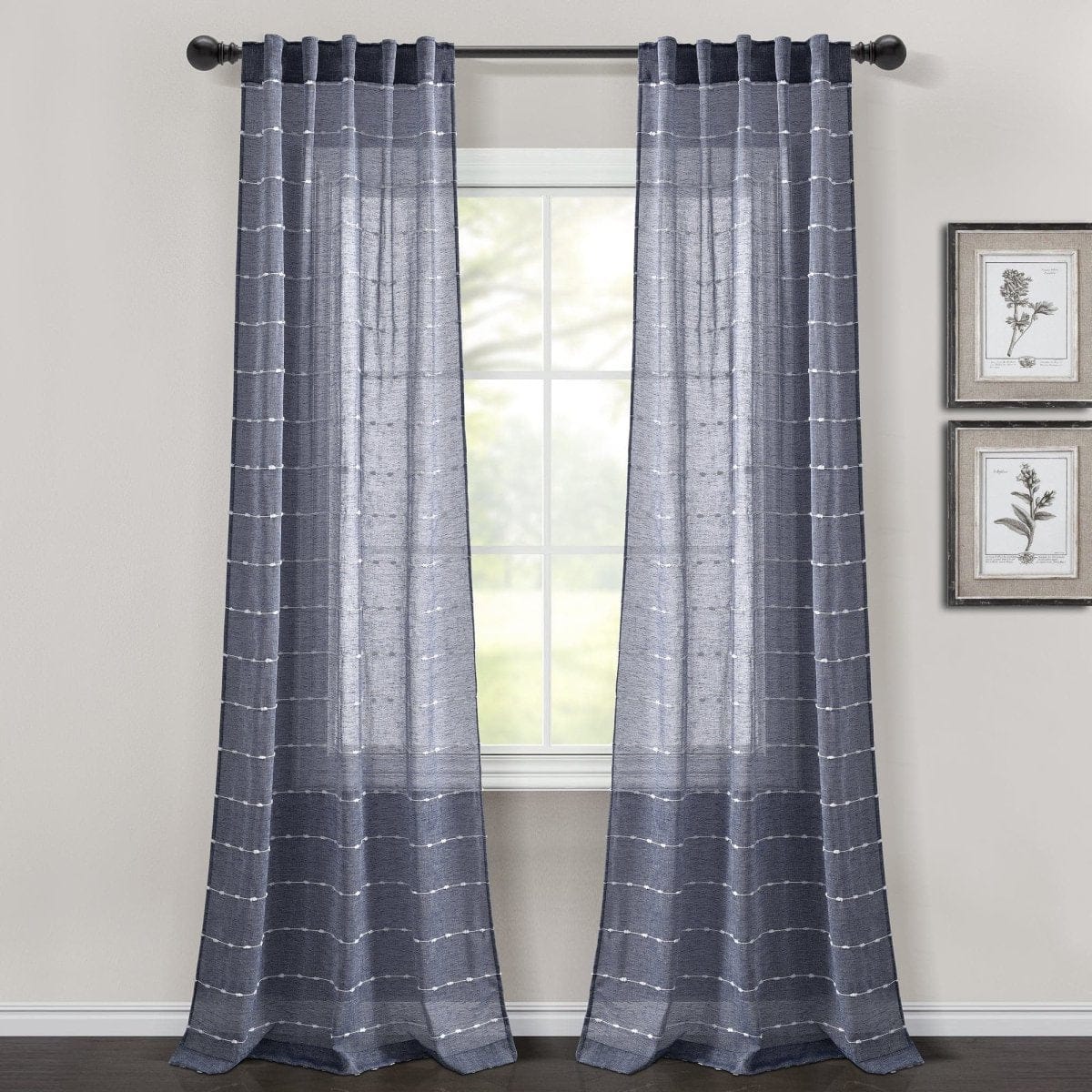 Farmhouse Textured Sheer Back Tab Rod Pocket Window Curtain Panel Set - Image 4