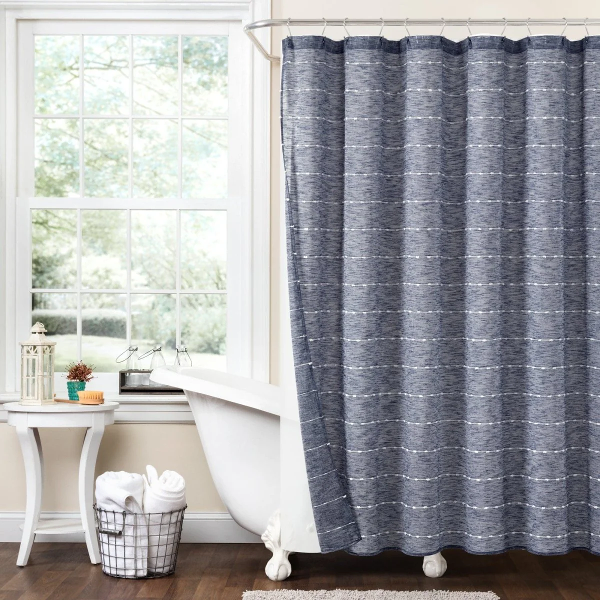 Farmhouse Textured Sheer With Peva Lining Shower Curtain Set - Image 2