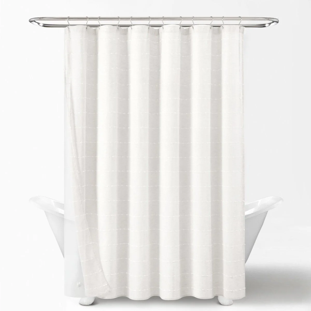 Farmhouse Textured Sheer With Peva Lining Shower Curtain Set - Image 3