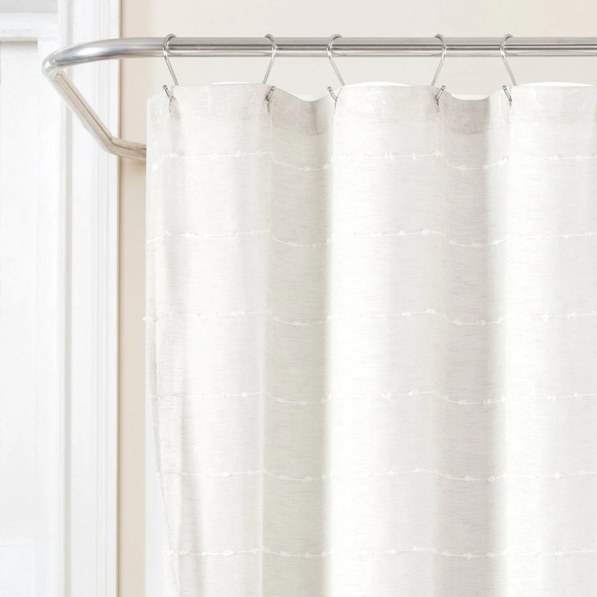 Farmhouse Textured Sheer With Peva Lining Shower Curtain Set - Image 4