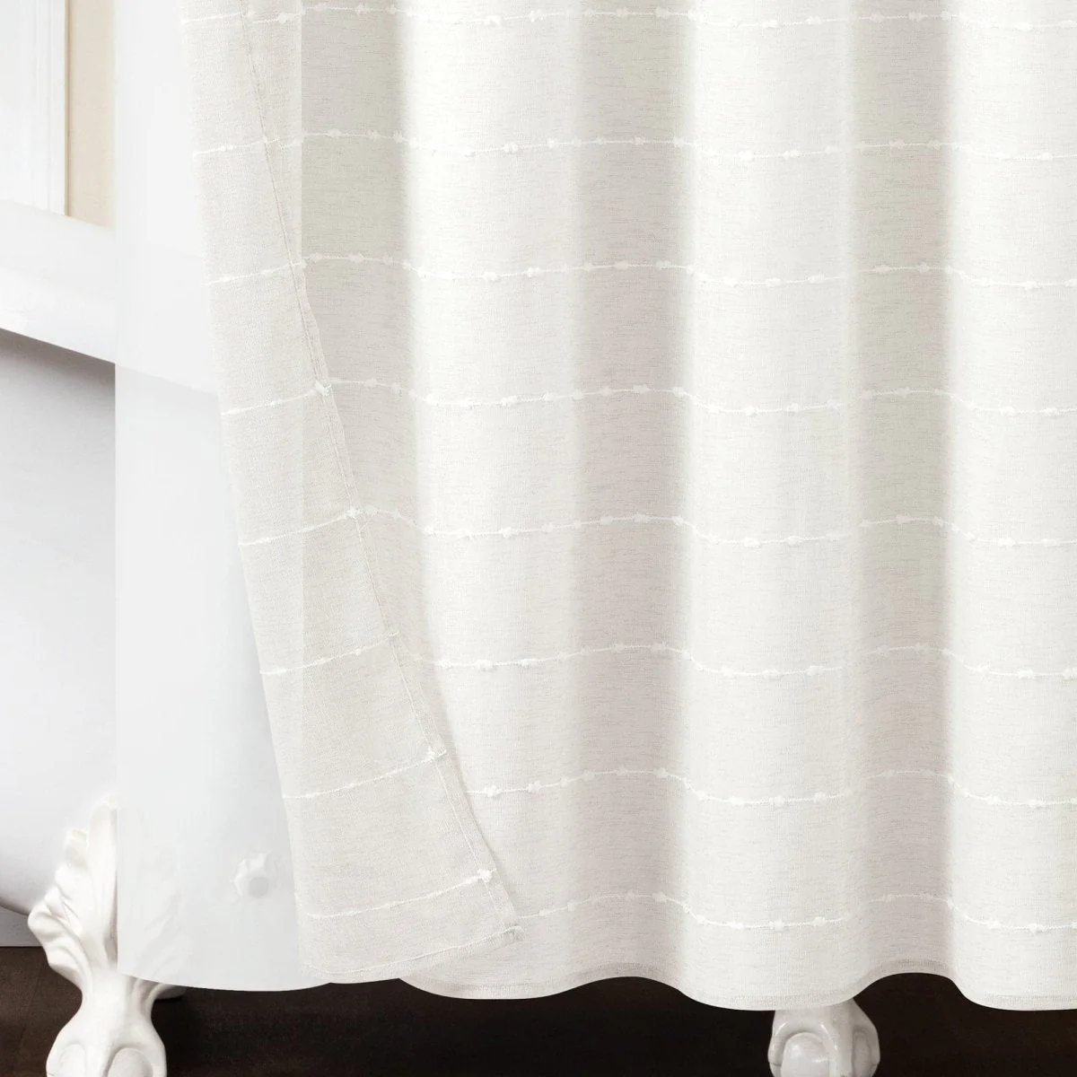 Farmhouse Textured Sheer With Peva Lining Shower Curtain Set - Image 6