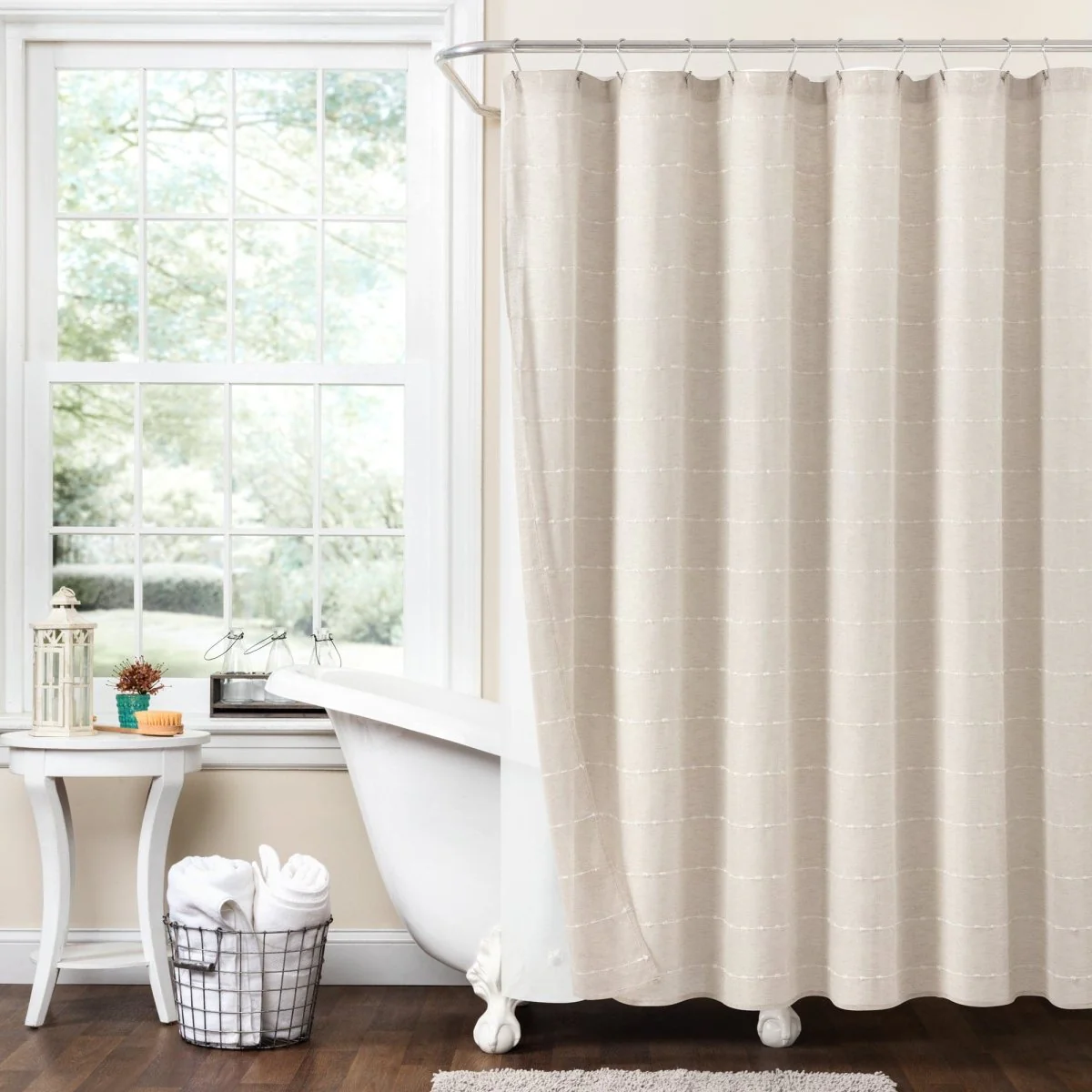 Farmhouse Textured Sheer With Peva Lining Shower Curtain Set - Image 8