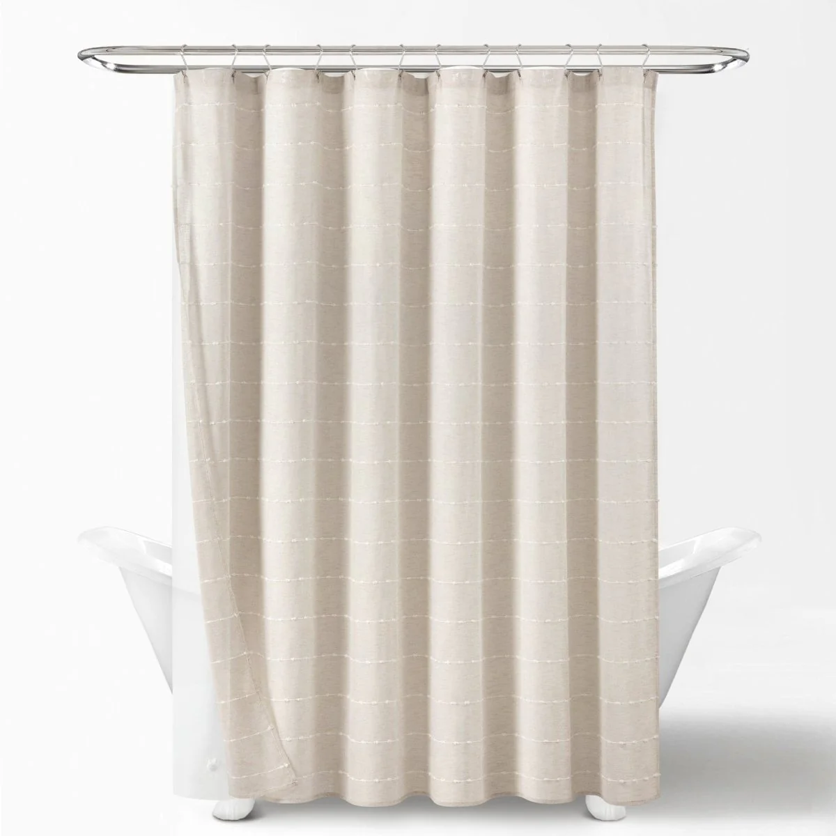 Farmhouse Textured Sheer With Peva Lining Shower Curtain Set - Image 9