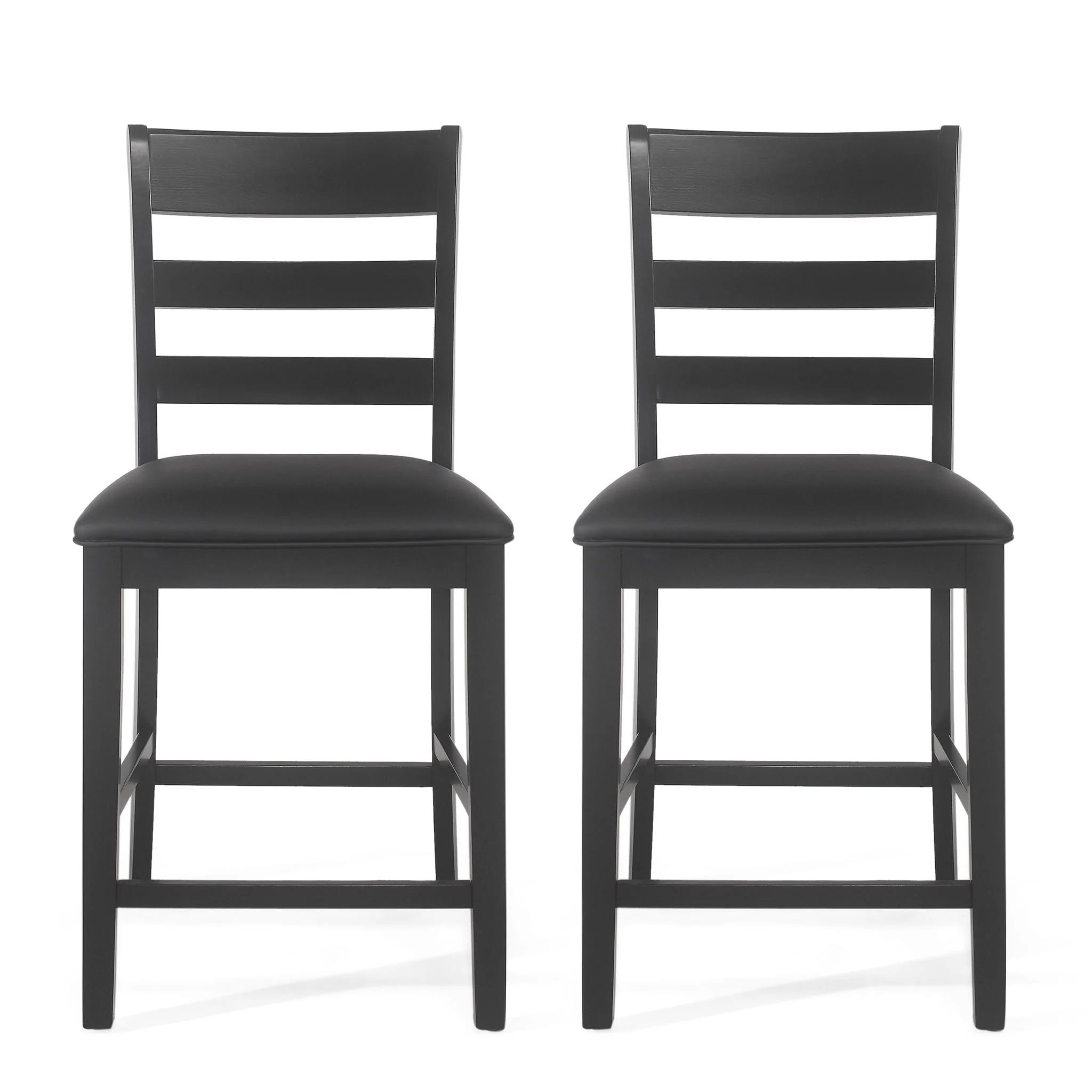 Farmhouse Upholstered Wood Counter Stools - Image 2
