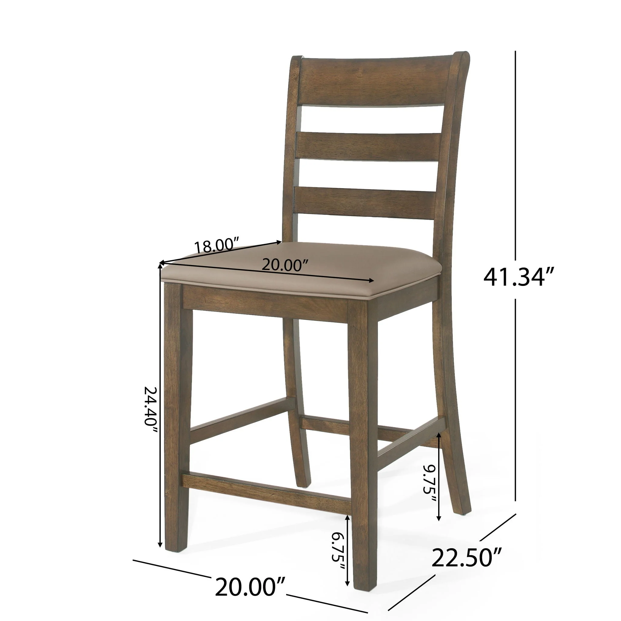 Farmhouse Upholstered Wood Counter Stools - Image 3