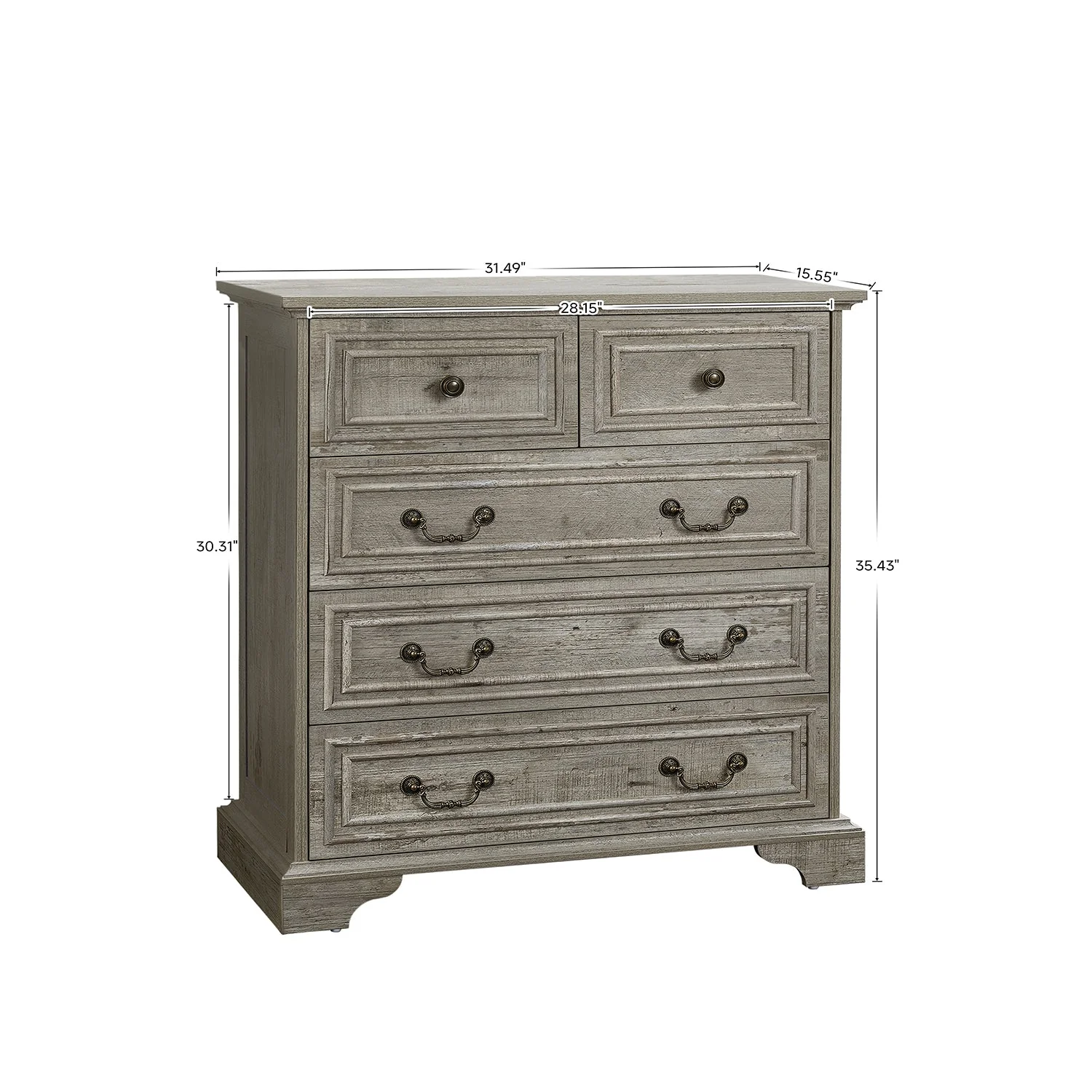 Farmhouse Vintage Design 5 Drawers Dresser - Image 3