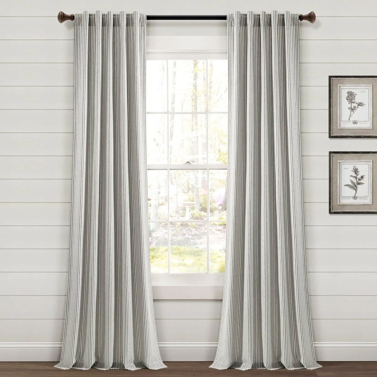 Farmhouse Vintage Stripe Recycled Cotton Blend Window Curtain Panel Set - Image 2
