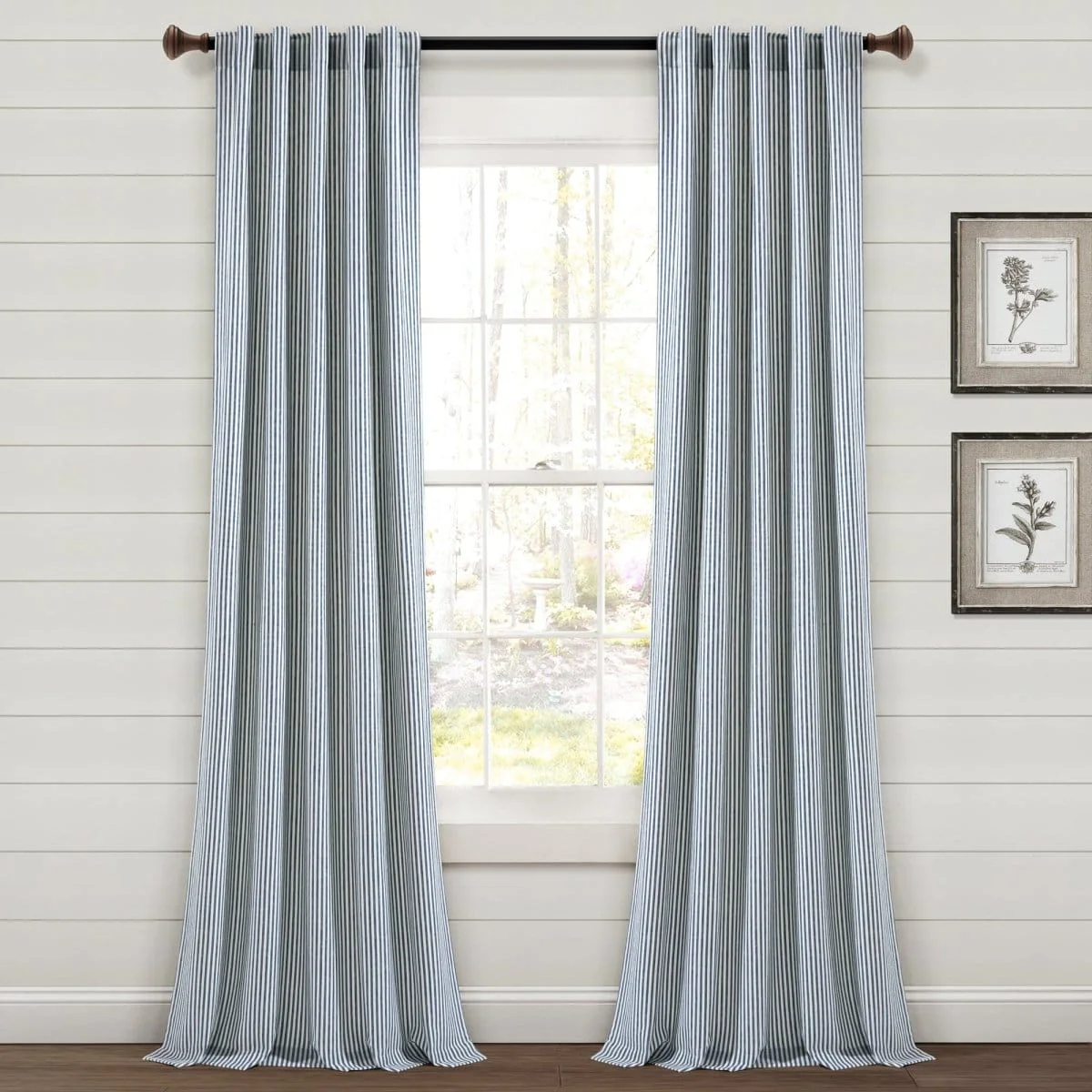 Farmhouse Vintage Stripe Recycled Cotton Blend Window Curtain Panel Set - Image 3